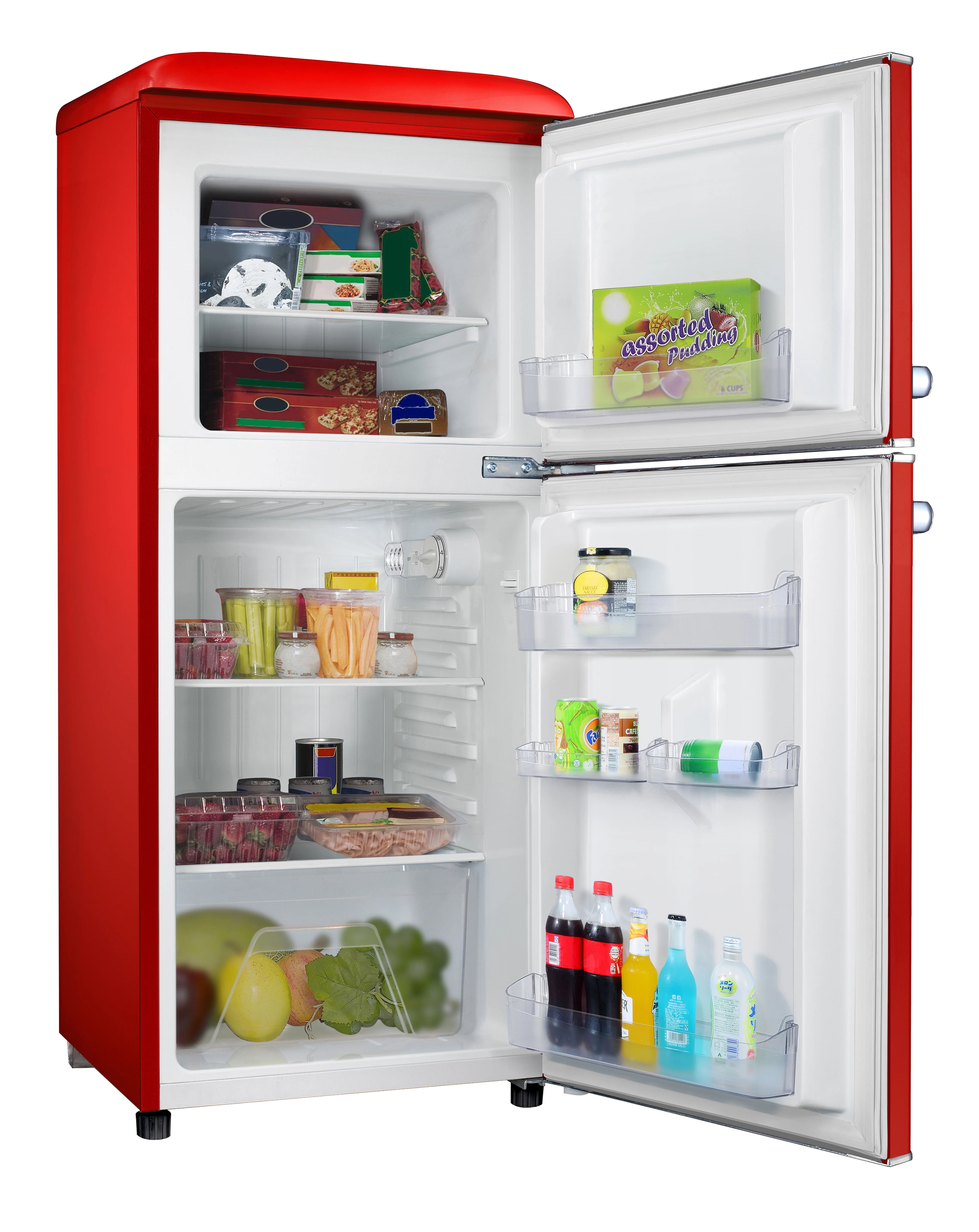4.0 cu ft Retro Two Doors Refrigerator, Red - Image 3