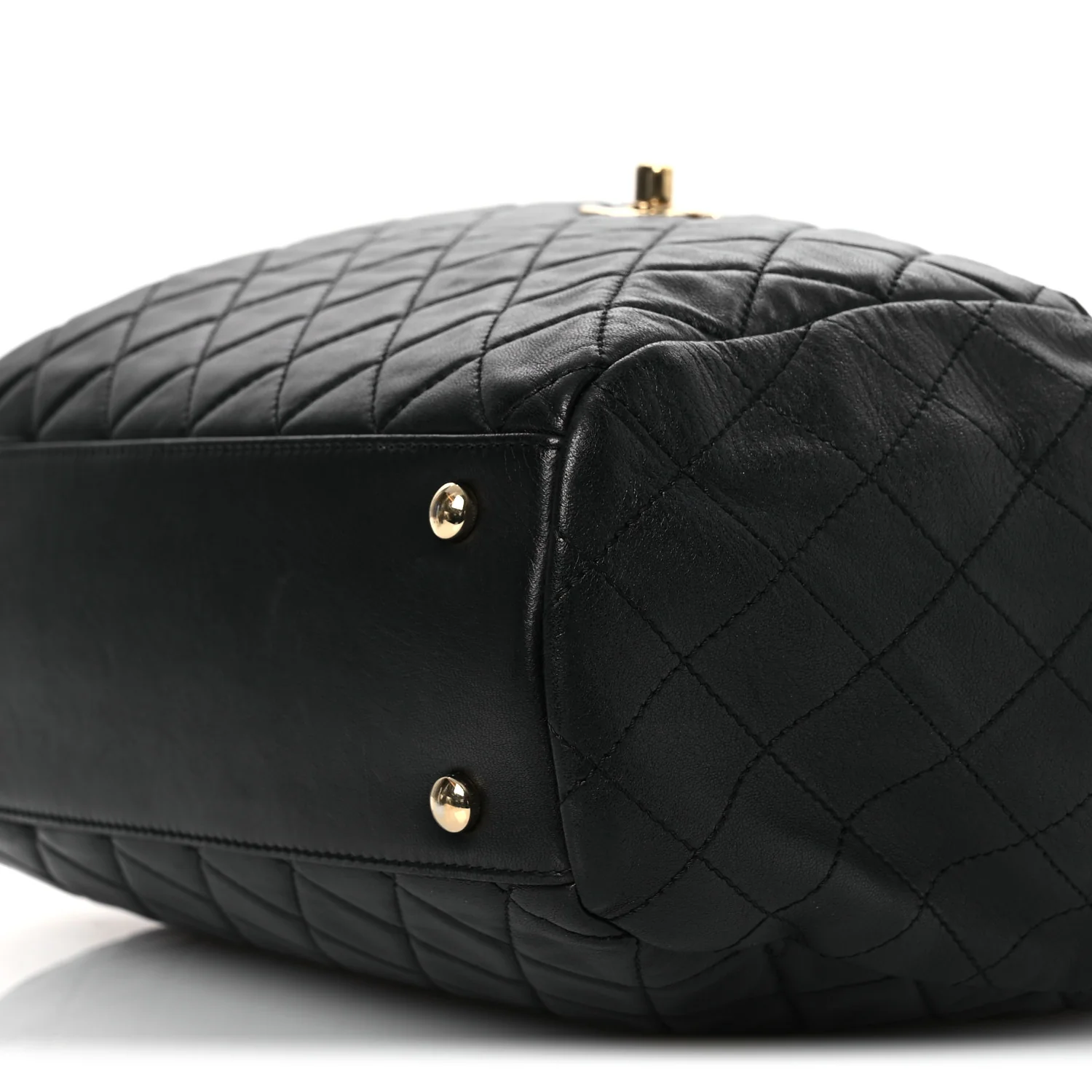 Lambskin Quilted Drawstring Bag Black