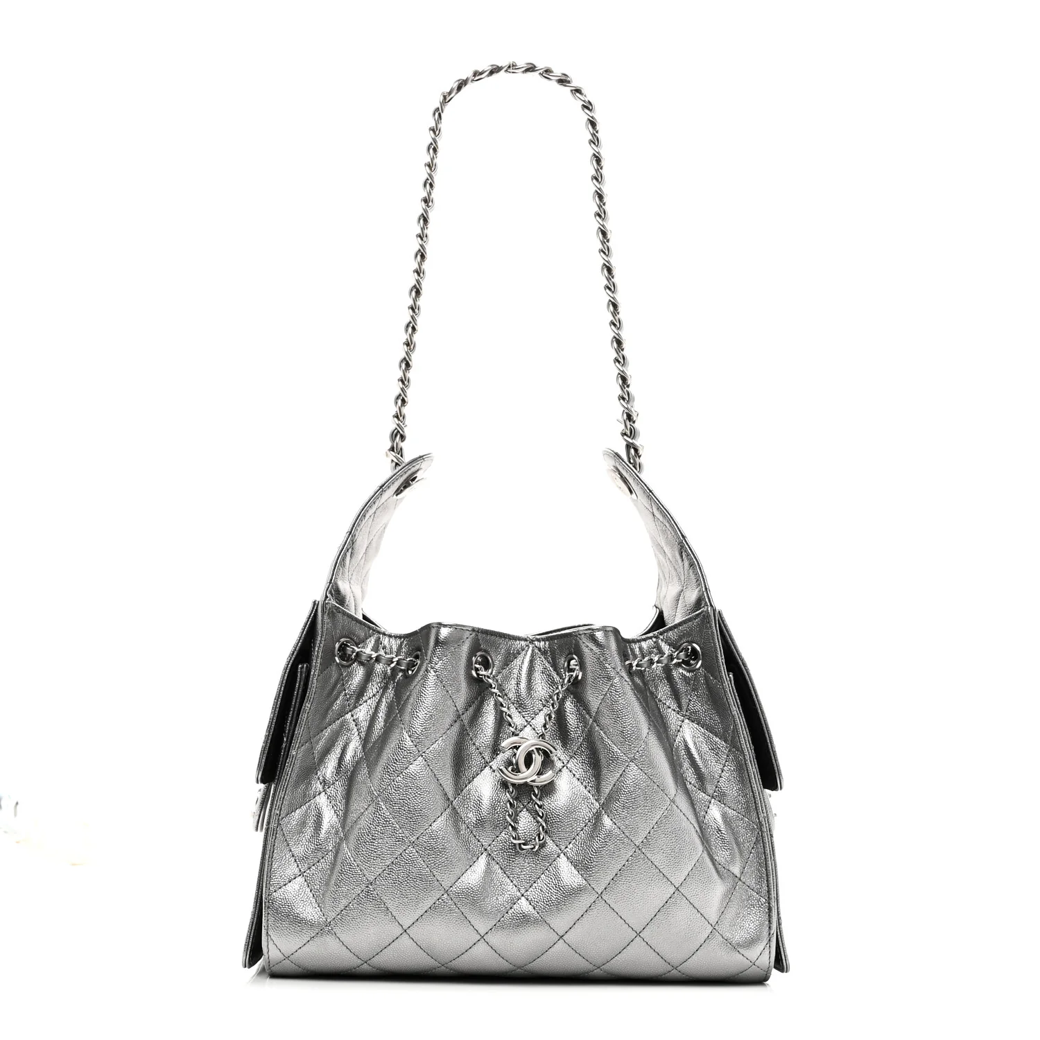 Metallic Caviar Quilted Small Chanel 25 Handbag Anthracite