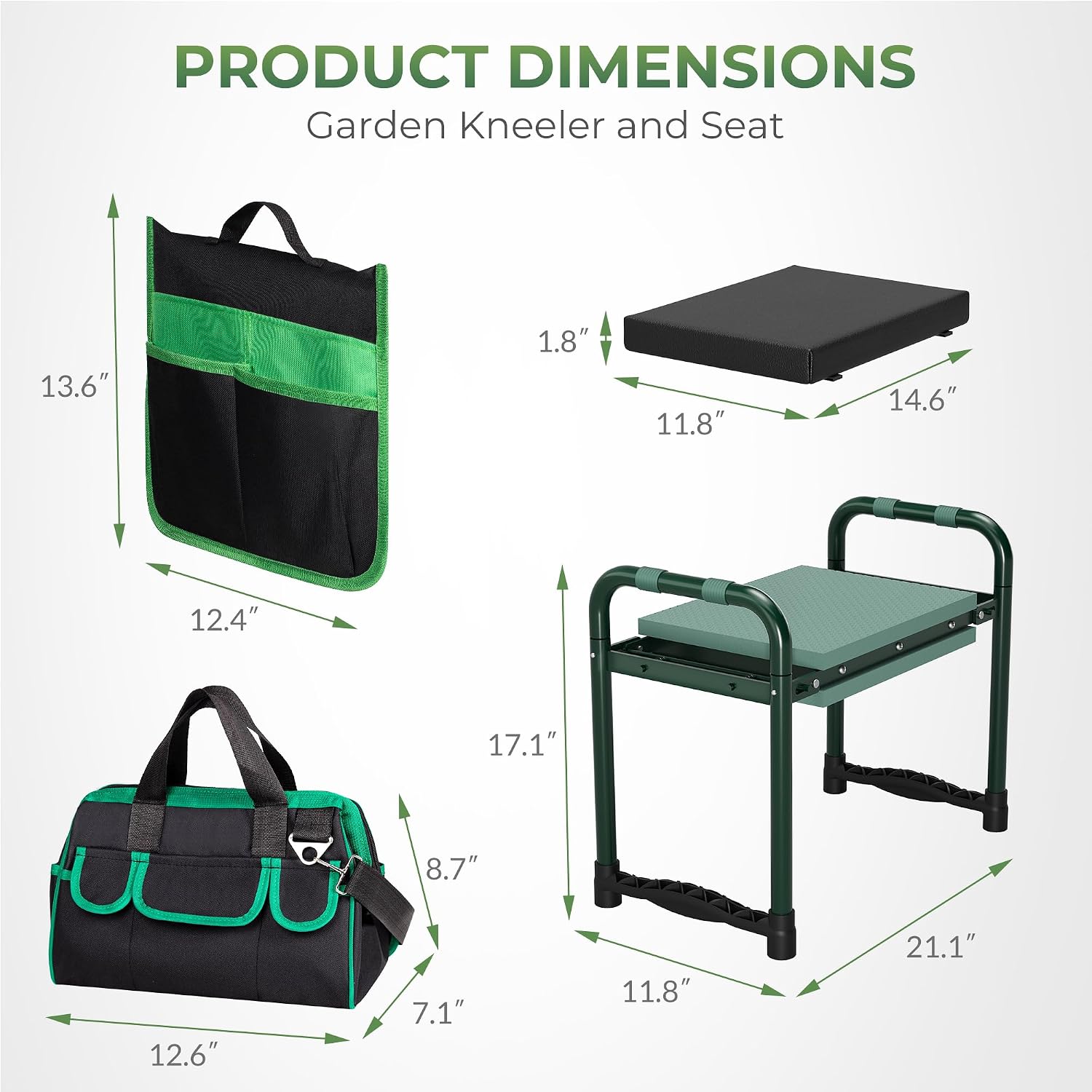 Walensee Garden Kneeler and Seat, with Wider Soft Kneeling Pad & Tool Pouch