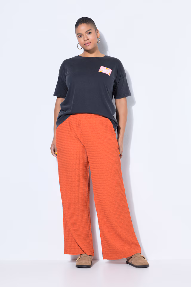 Waffle Texture Elastic Waist Pants