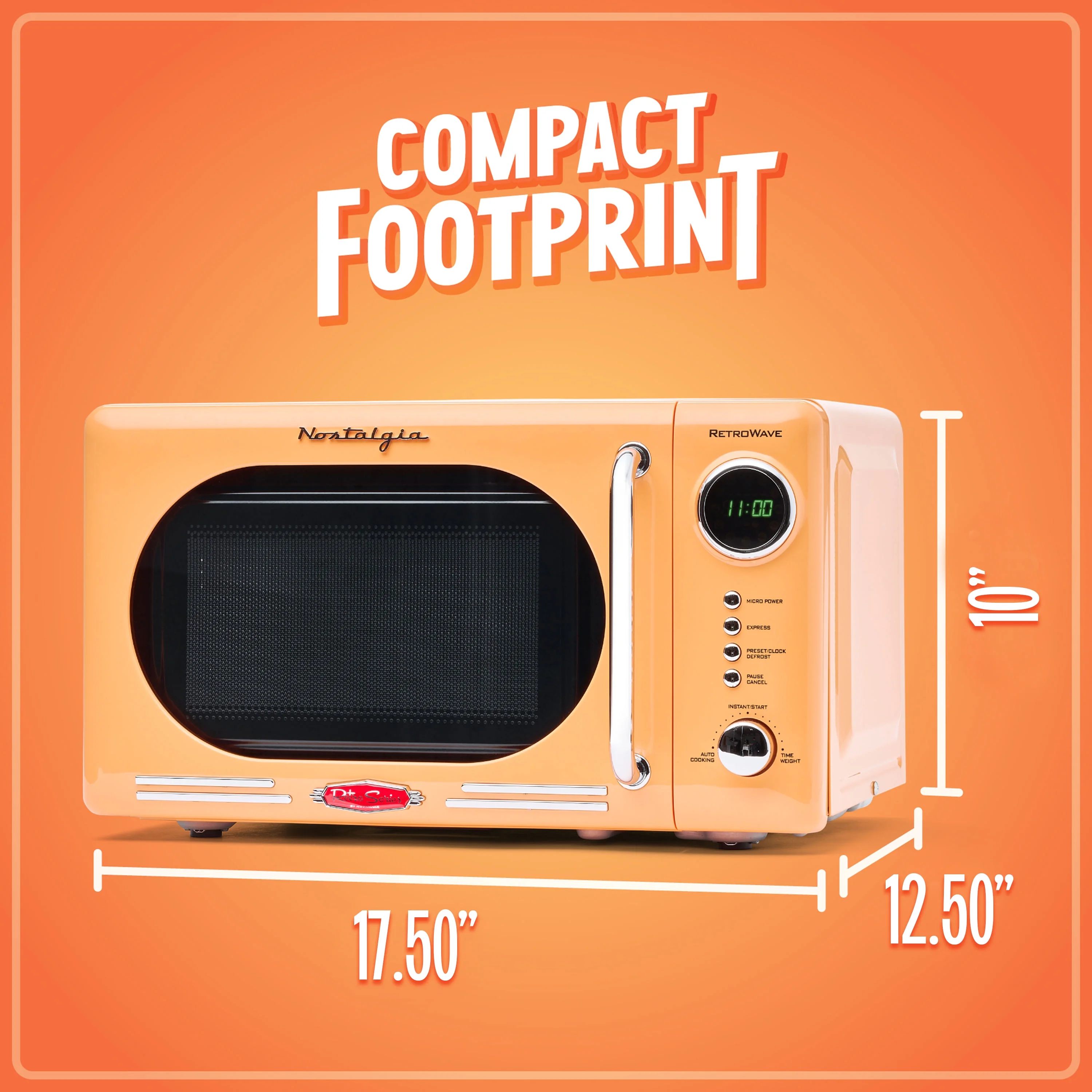 Retro Compact Countertop Microwave Oven 0.7 Cu. Ft. 700-Watts with LED Digital Display Child Lock Easy Clean Interior Orange(Orange) - Image 8
