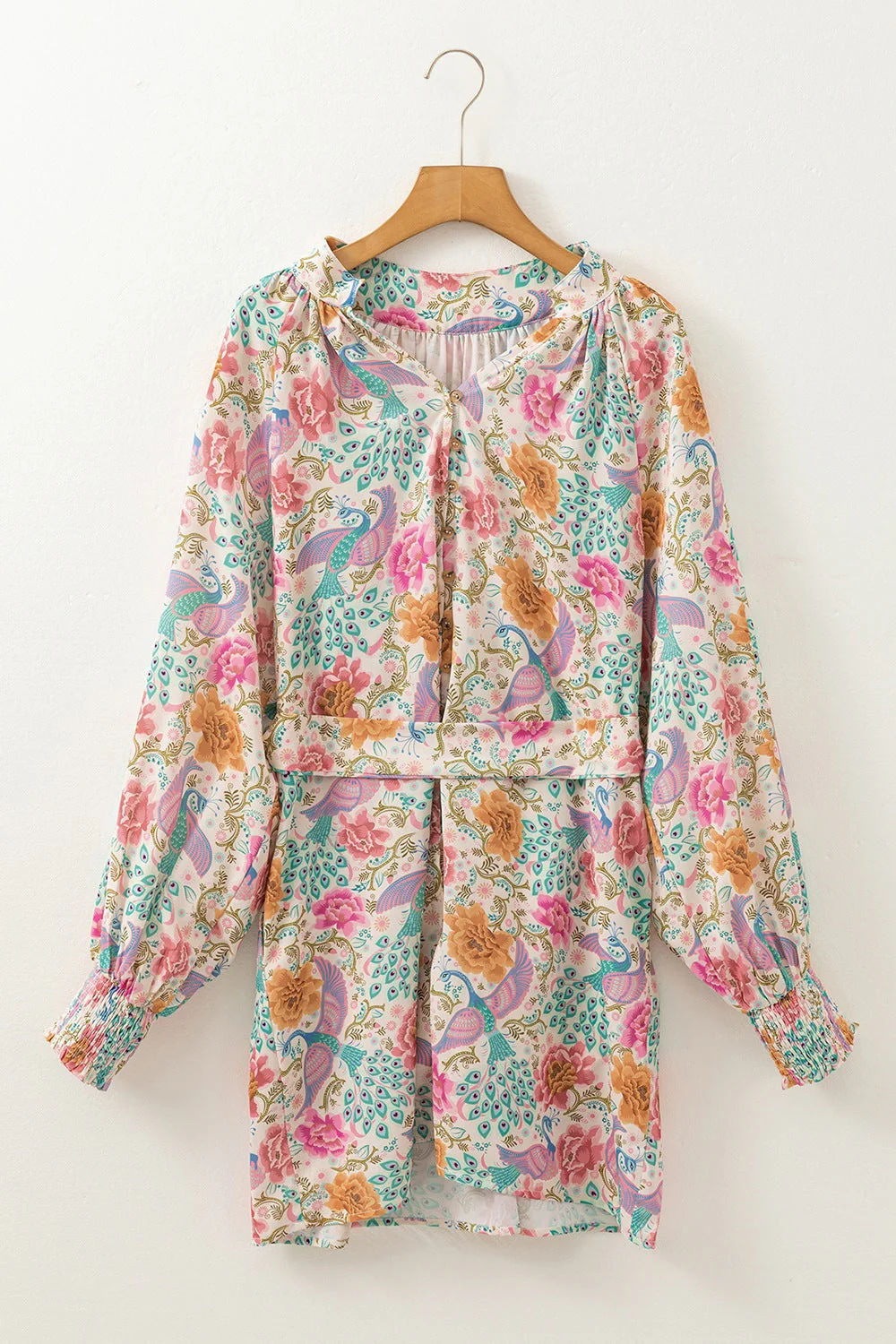 Sophie Paris | Robe à col cranté imprimée avec manches lanterne