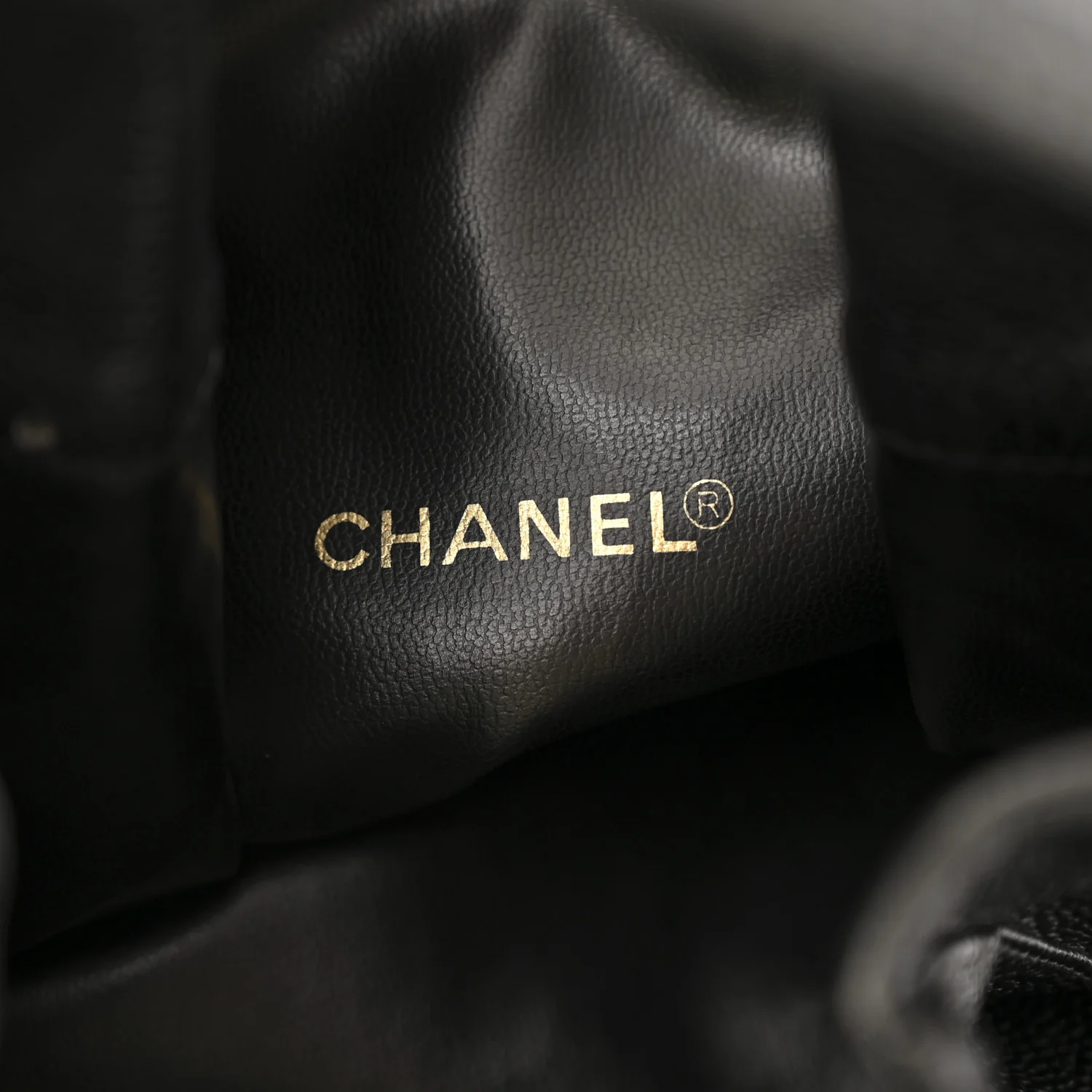 Caviar Quilted Drawstring Backpack Black