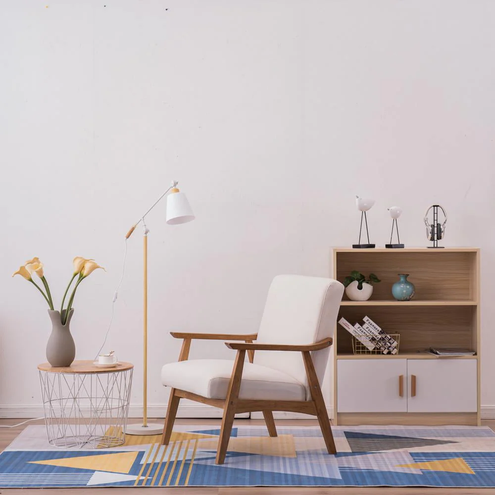 Ktaxon Mid - Century Modern Arm Chair with Solid Wood Frame, Lounge Chair Club Chair, Beige