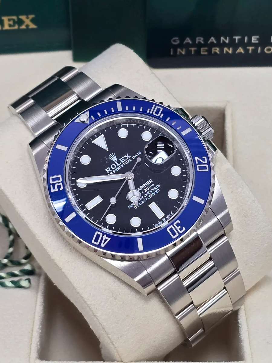 [Super Clone]Rolex White Gold Submariner Date Watch - The Blueberry - Blue Bezel - Black Dial (Ref # 126619LB)