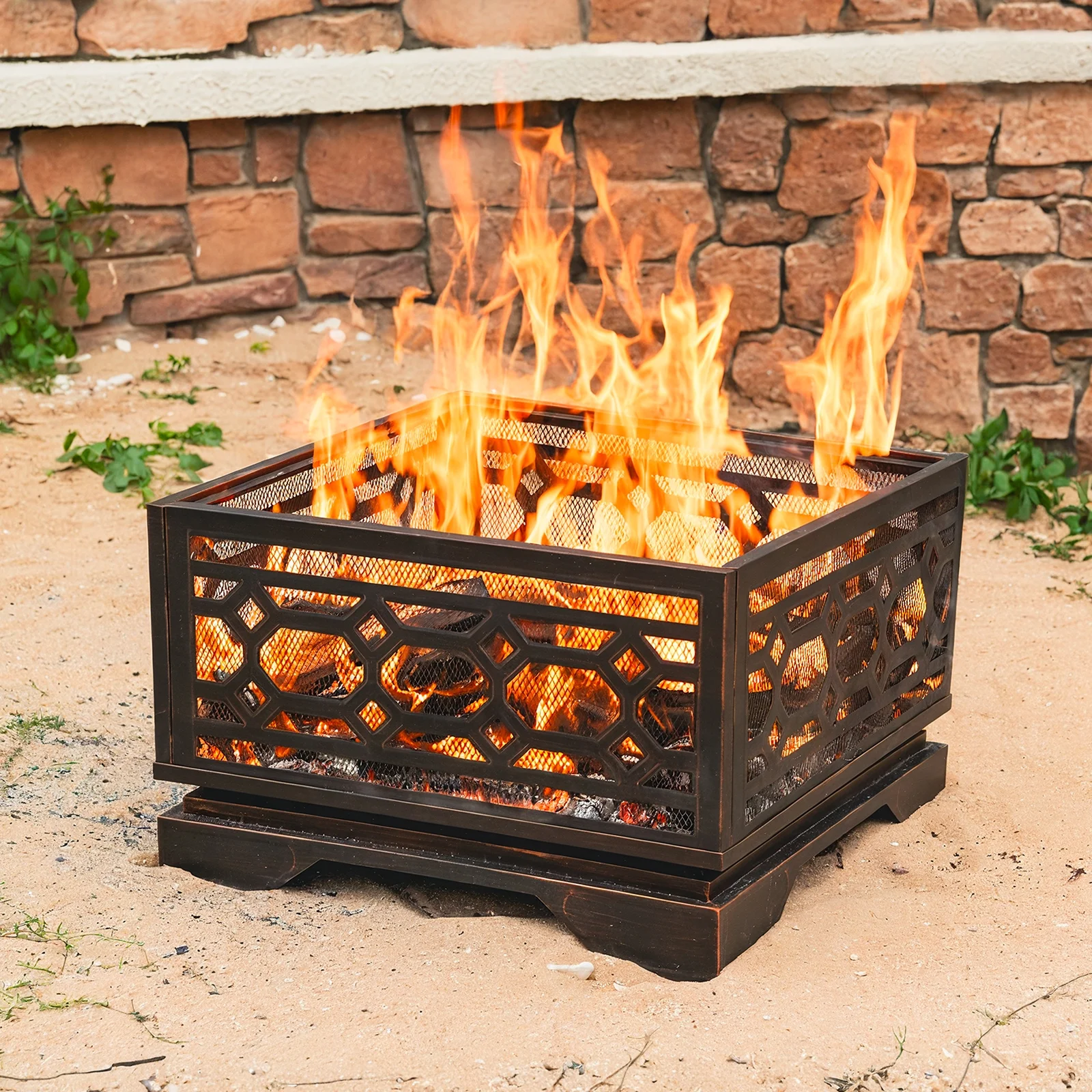 26�� Square Wood Burning Fire Pit for Outdoor Patio Garden(26") - Image 4