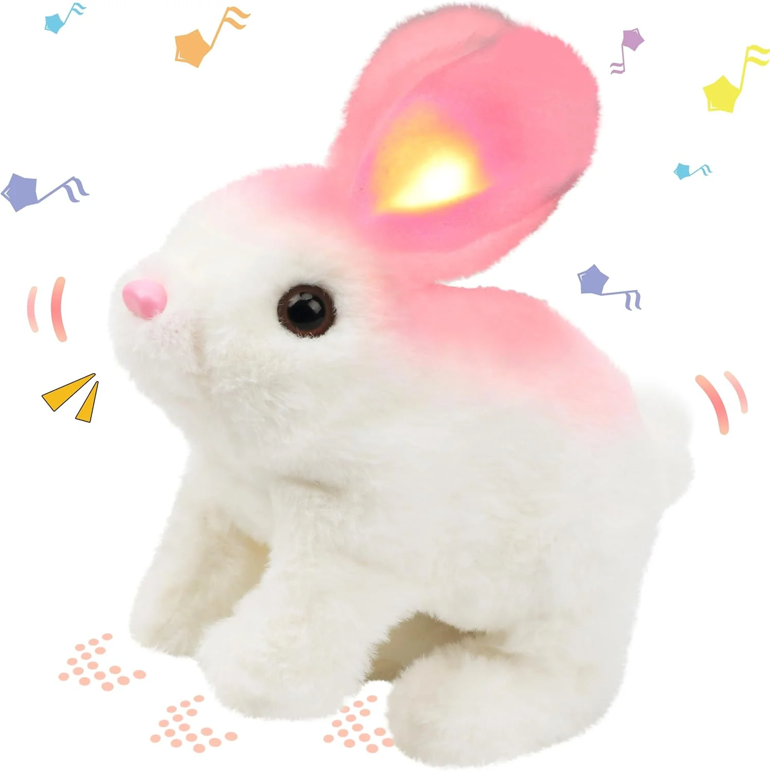 Interactive Hopping Rabbit Electronic Plush Bunny Toy with Sounds and Movements, 7'' Brown