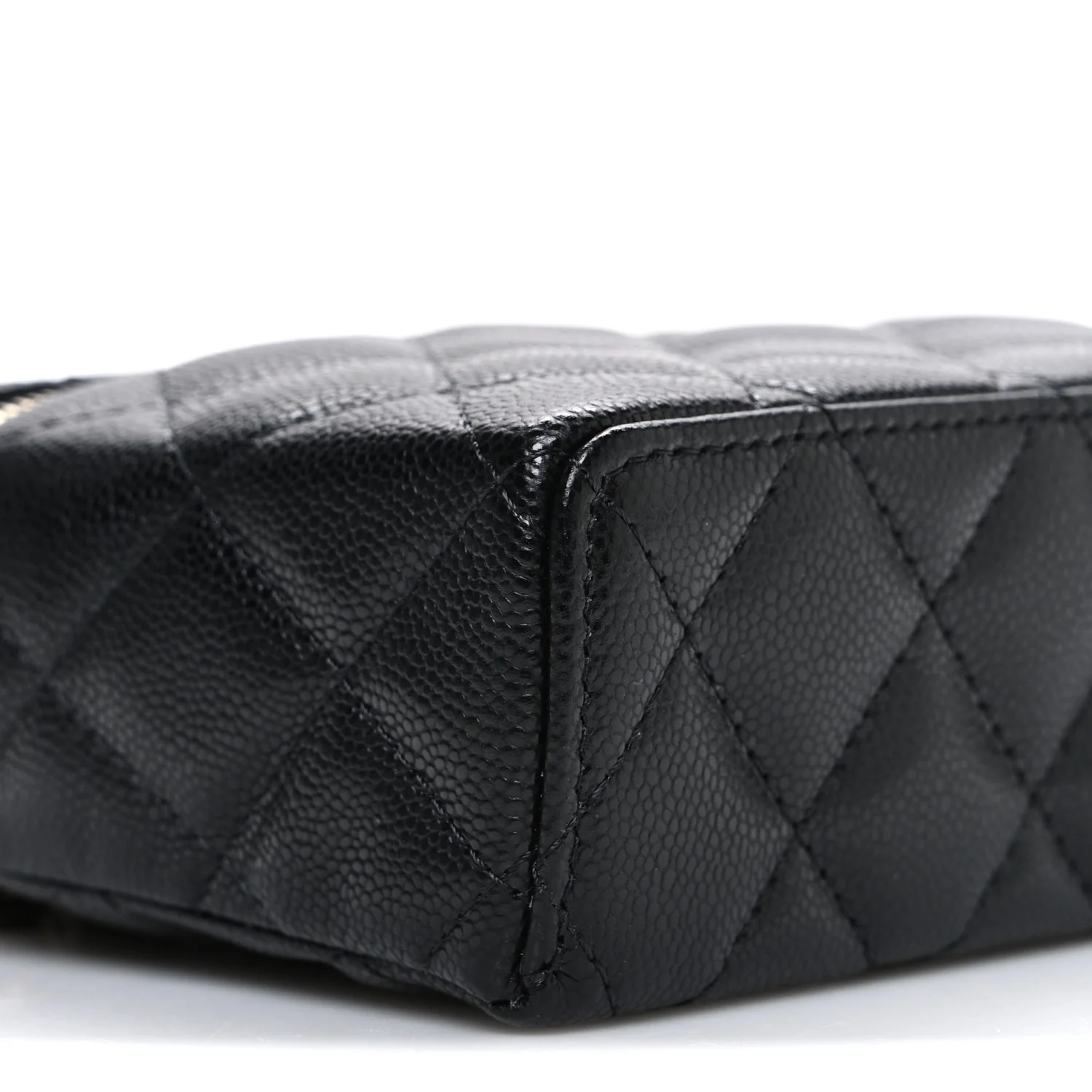 Caviar Quilted Top Handle Slim Vanity With Chain Black