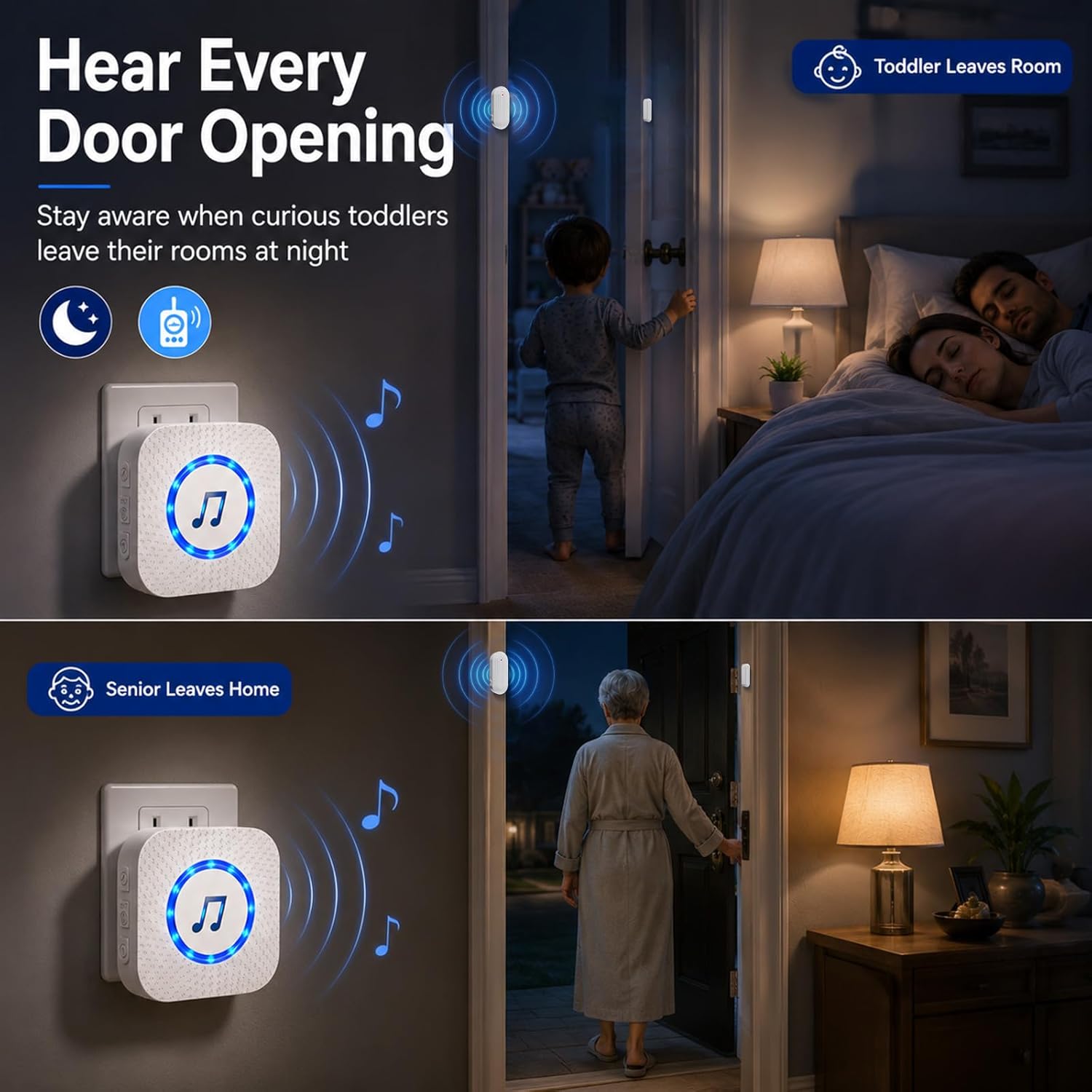 Door Chime,SanJie Wireless Door Sensor Chime When Door Opens,Door Entry Alarm Chime for Business/Home/Kids,500 FT Range,26 Chimes 5 Adjustable Volume, 2 Sensors + 1 Receivers