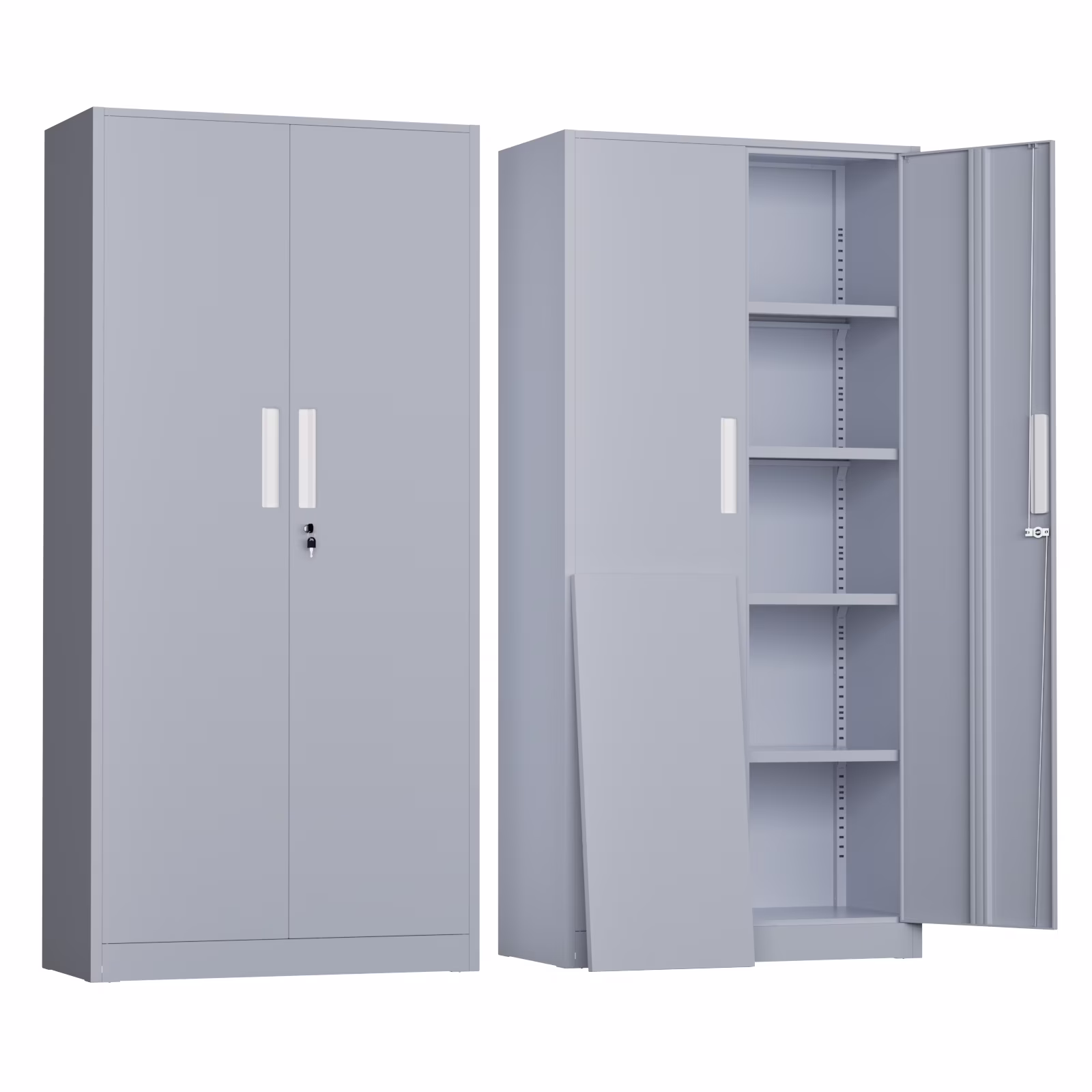 71" Metal Garage Storage Cabinet with Locking Doors and Adjustable Shelves for Home, Office(Black)(Black) Image 9