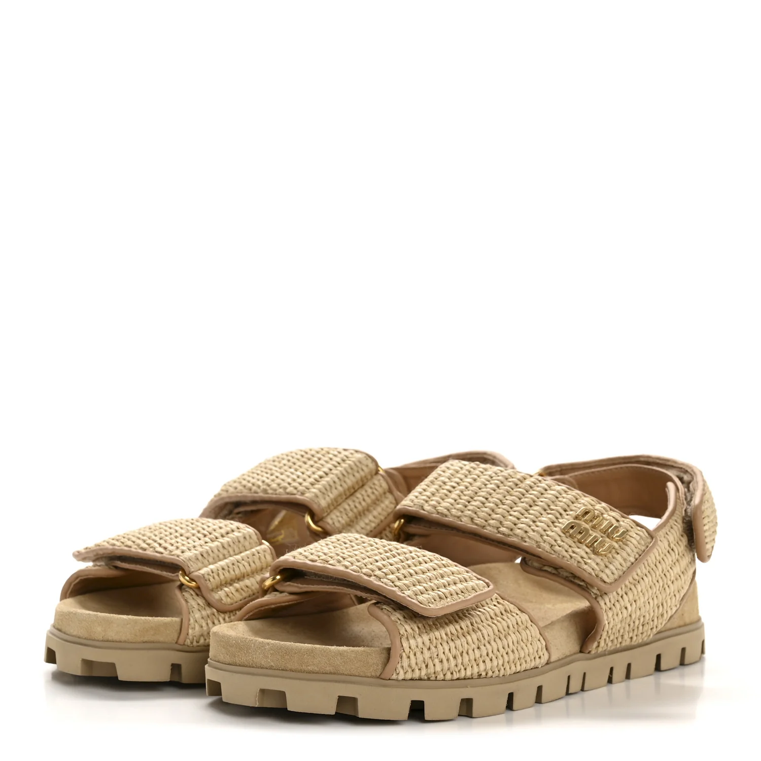 Raffia Sporty Sandals 38 Naturale