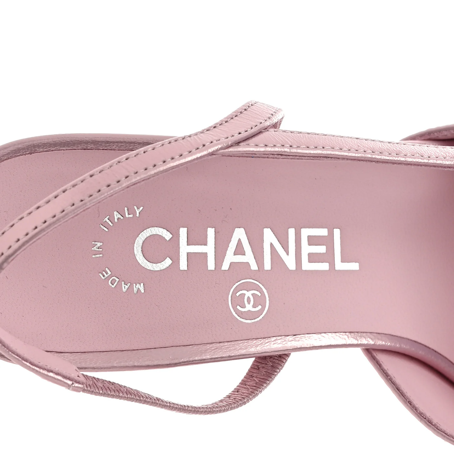 Laminated Lambskin Patent Cap Toe CC Slingback Pumps 37 Light Pink Black