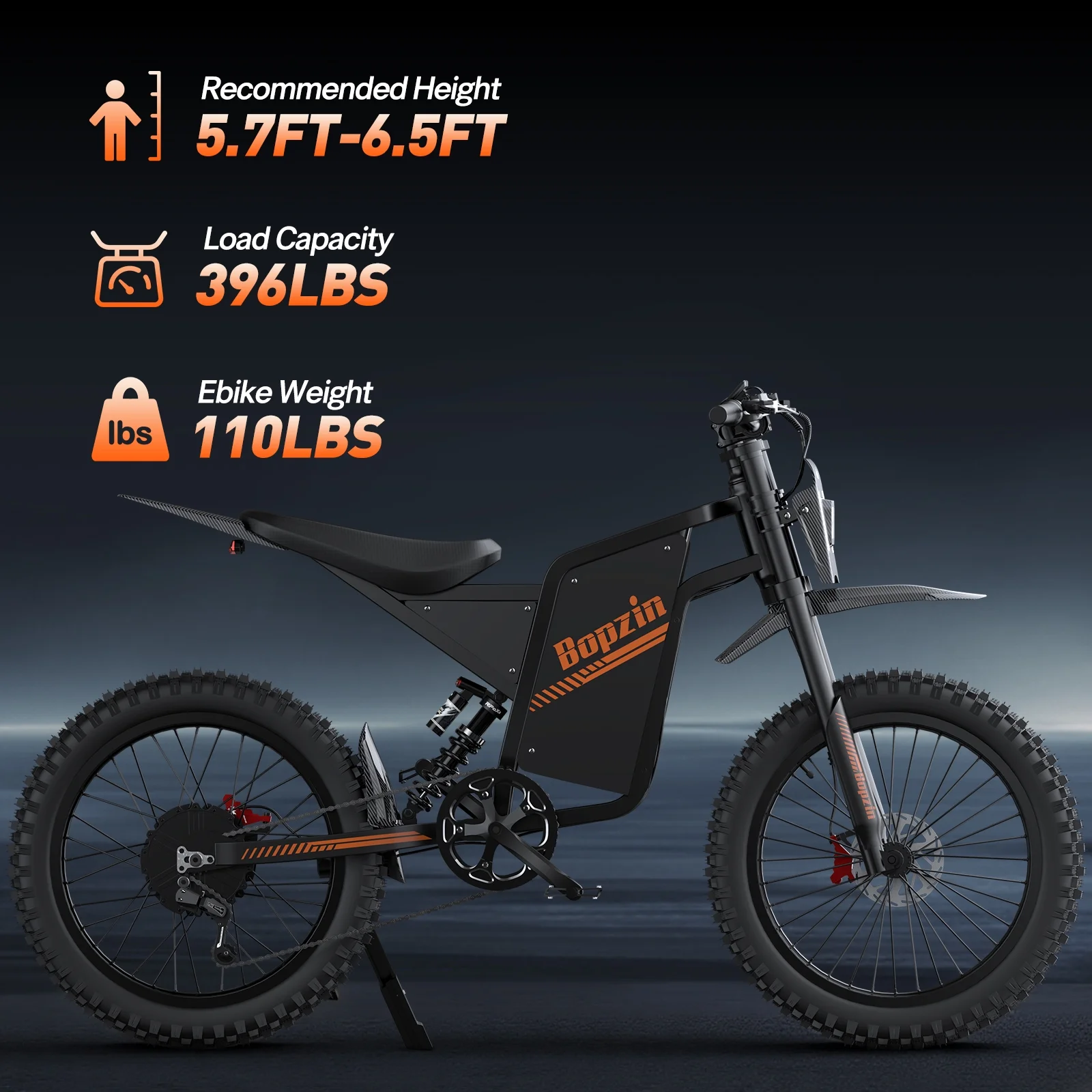 Electric Dirt Bike for Adults,60V 35Ah,3000W 45 MPH 37-68 Miles Electric Motorcycle, 25’’ Fat Tire Off-Road Mountain Bike UL2849(25''-3000W 60V 35AH-45MPH) - Image 10