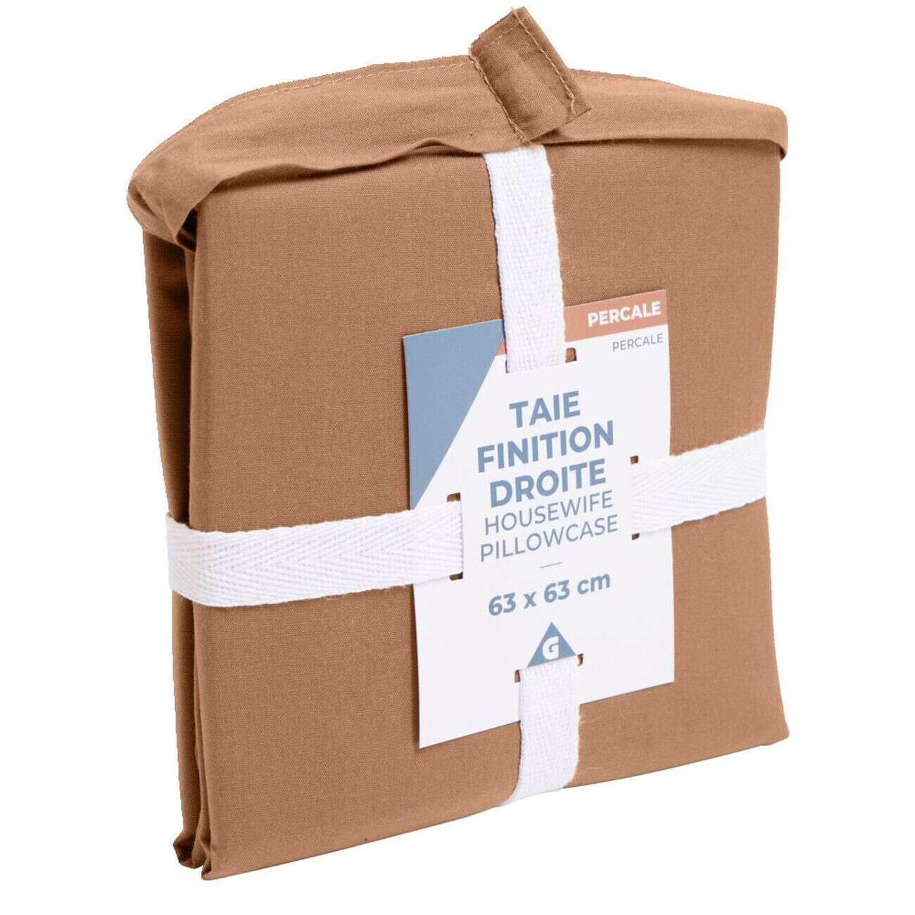 Taie d'oreiller 63x63cm 100% coton percale finition droite rouge