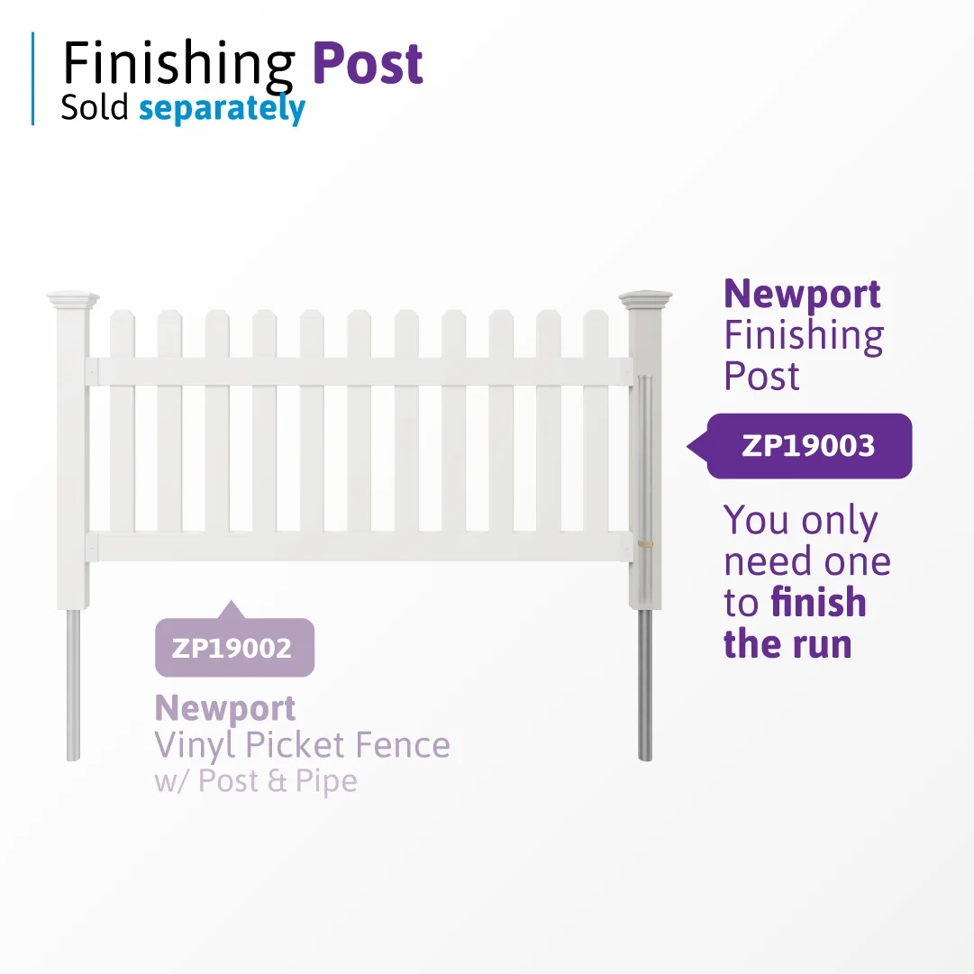 3ft H x 6ft W (1 Panel + 1 Post) No Dig Newport Fence Kit, White Vinyl Picket Fence, Easy Install Outdoor Fence for Backyard or Patio, DIY Decorative Fencing, ZP19002(White) - Image 6
