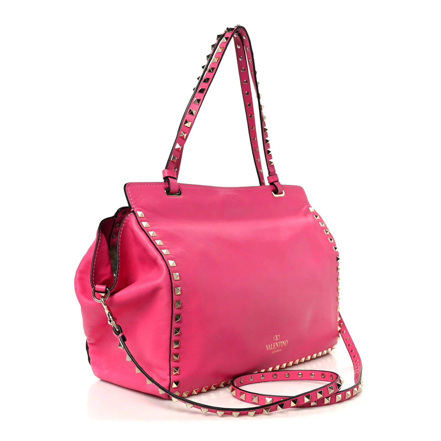 Vitello Medium Rockstud All Over Tote Pop Fuxia