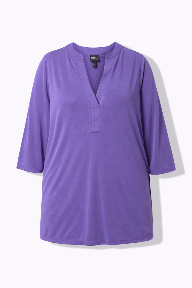 Split Neck 3/4 Sleeve  Modal Blend Tee