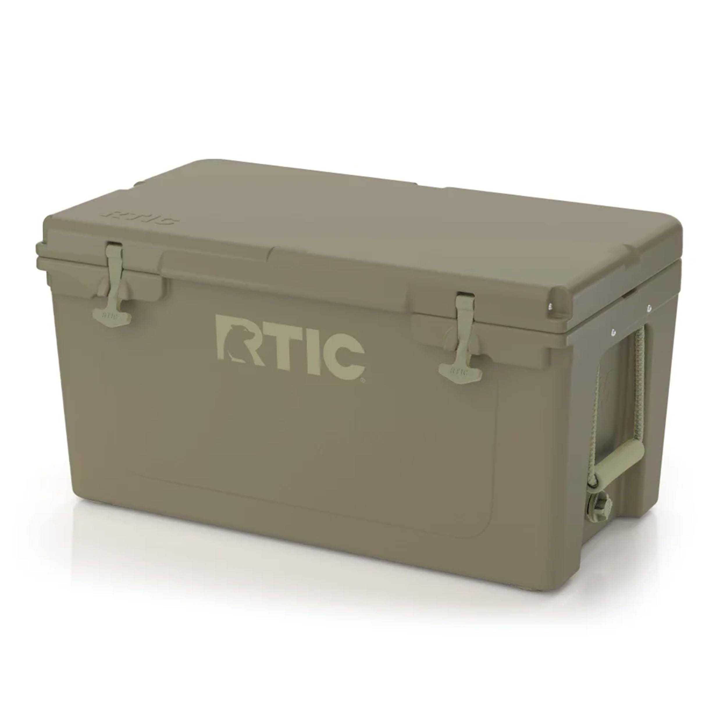 RTIC 65 qt Ultra-Tough Cooler, Insulated Portable Ice Chest for Beach, Drink, Beverage, Camping, Picnic, Fishing, Boat, Barbecue, Olive, Brown