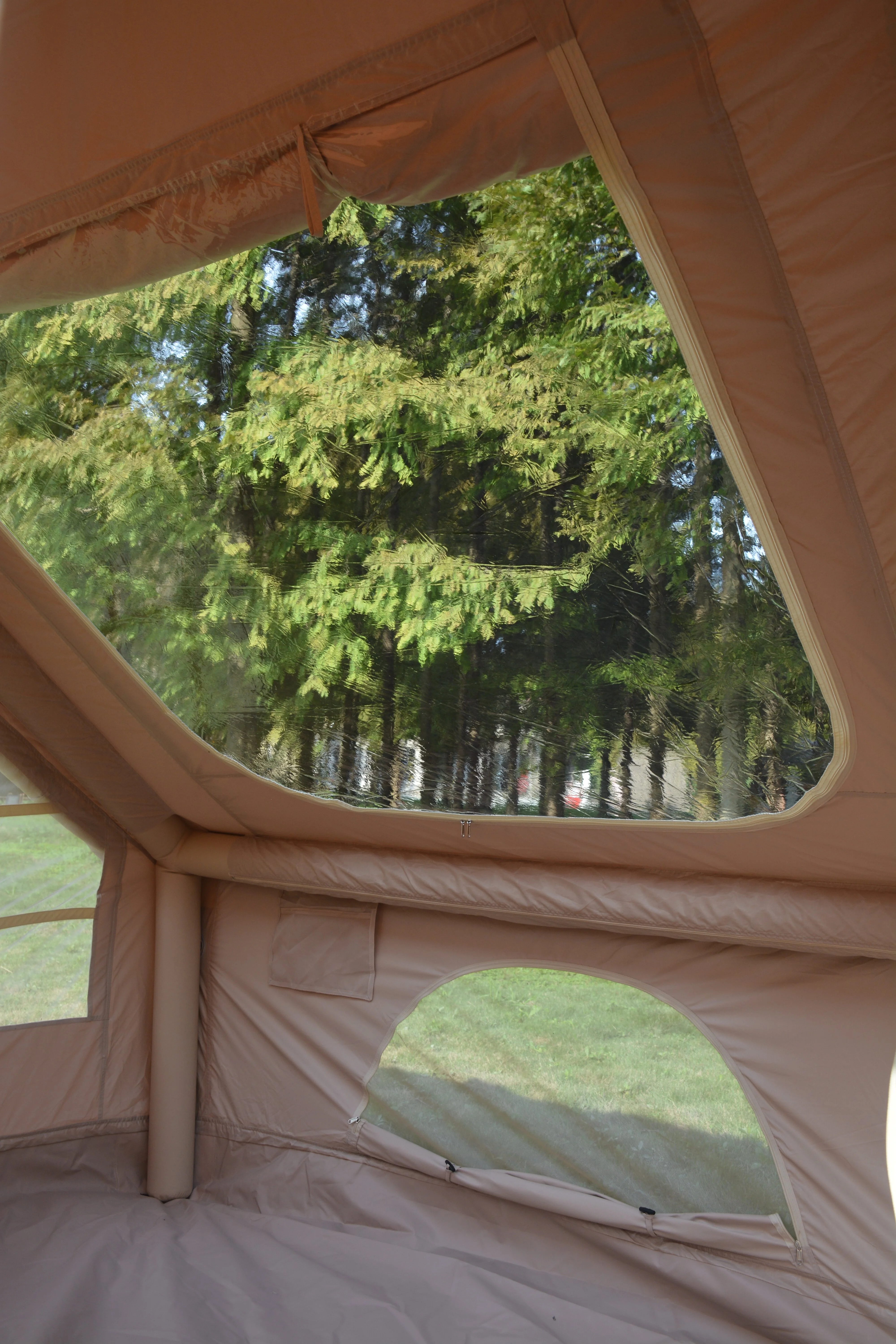 Inflatable Camping Tent Easy Setup 4 Season Glamping Tent 4-6 Persons Waterproof Windproof Outdoor Self-Supporting Blow up Tent Air Tent Portable House Beige - Image 7