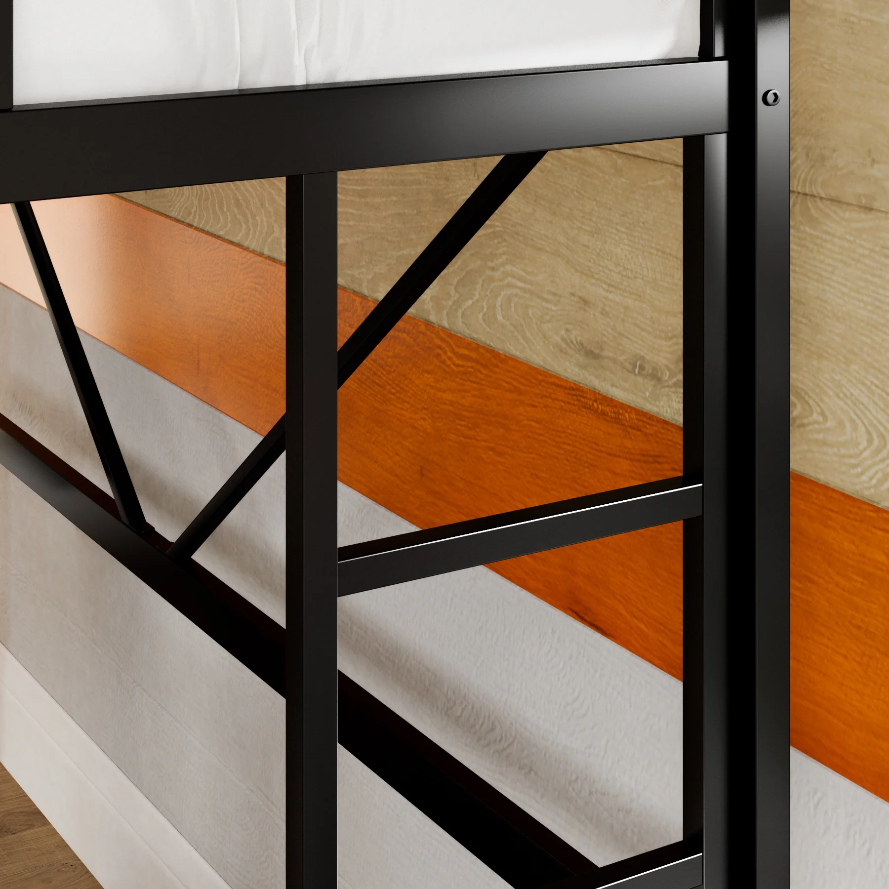 Twin Size Loft Bed Frame with 13''Fully Enclosed Guardrail and Removable Ladders, Black Image 5