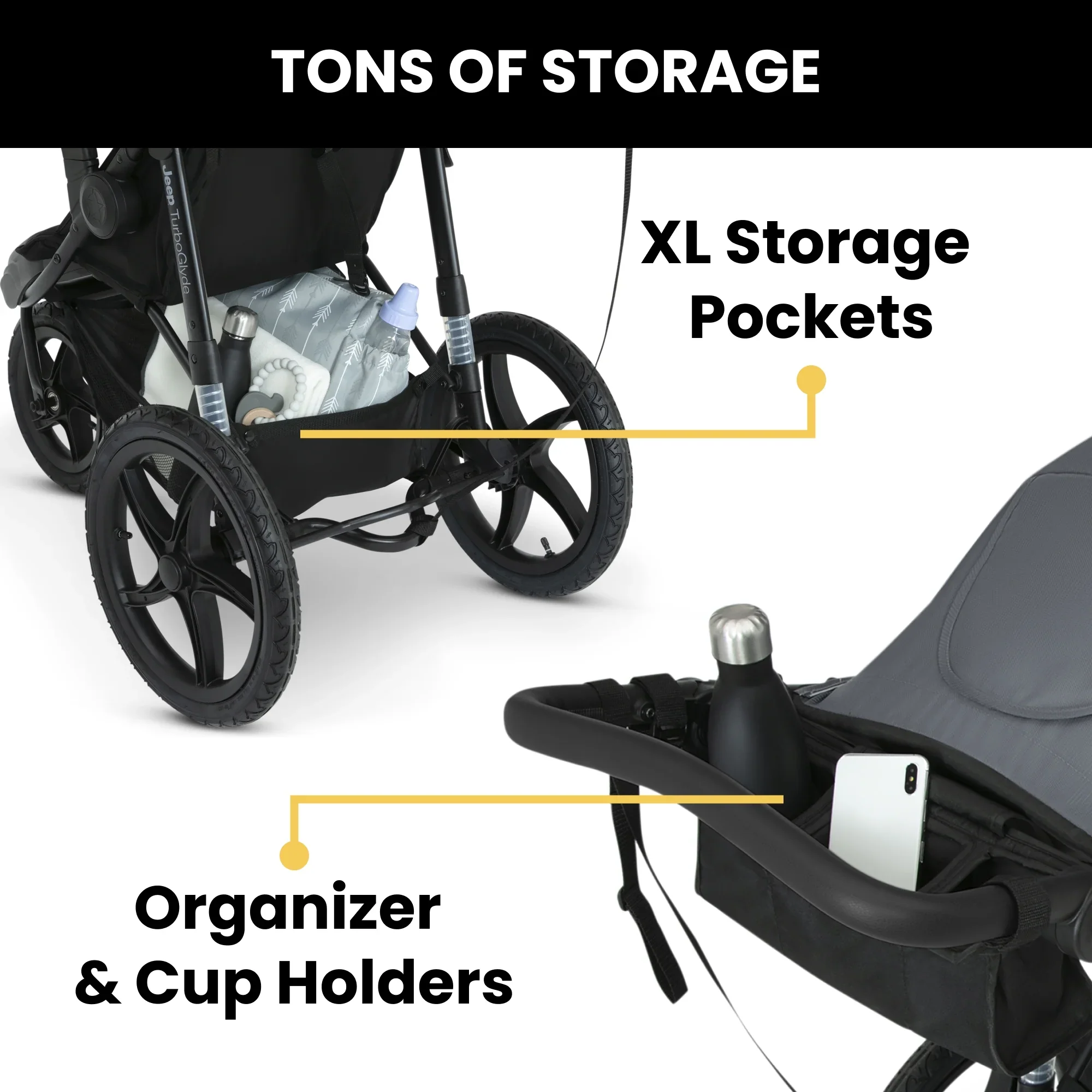 Jeep TurboGlyde Jogging Stroller by Delta Children, Black