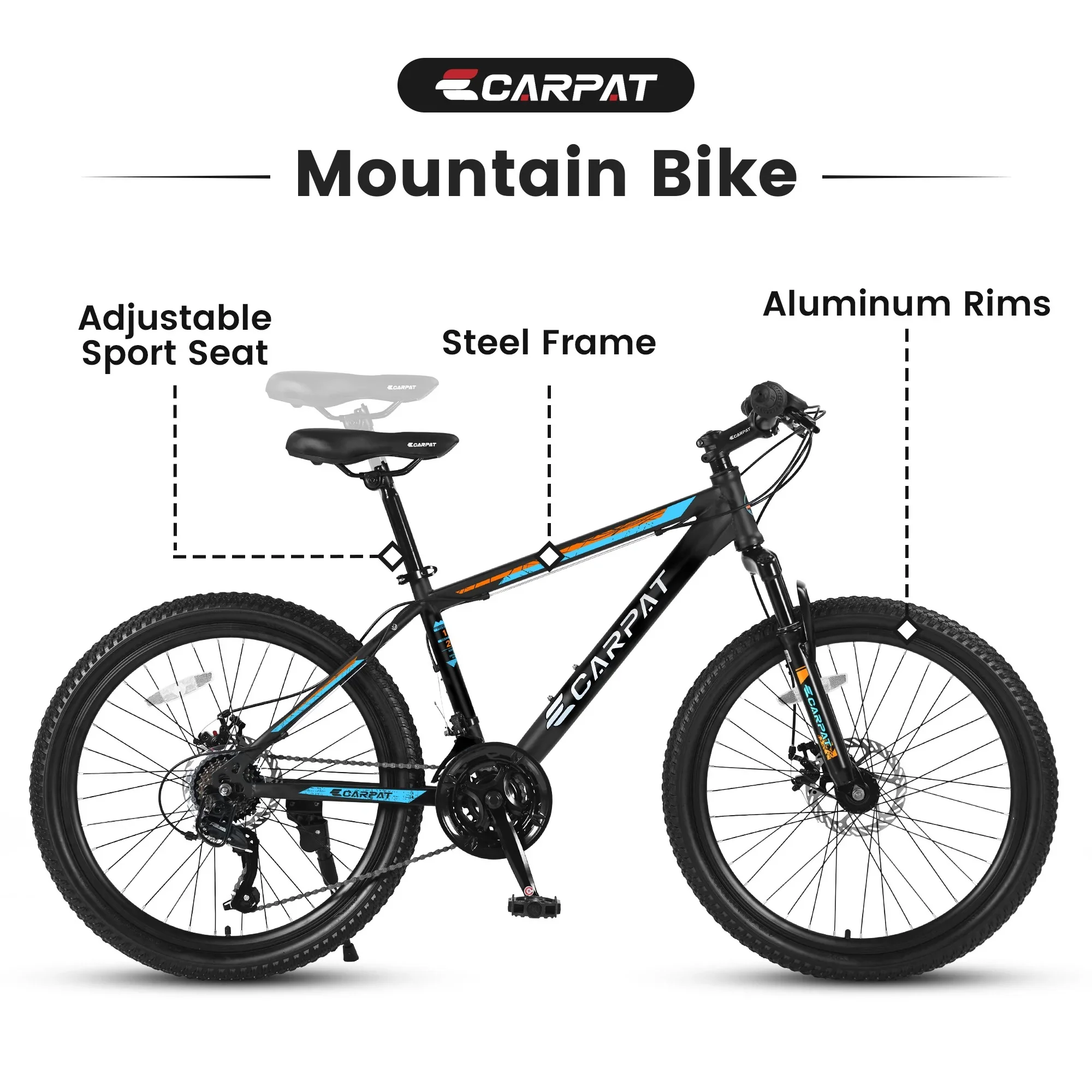 26-Inch Women's Mountain Bike for Youth and Adults, Featuring Shimano 21-Speed Shifter and Dual Hand Brakes, White