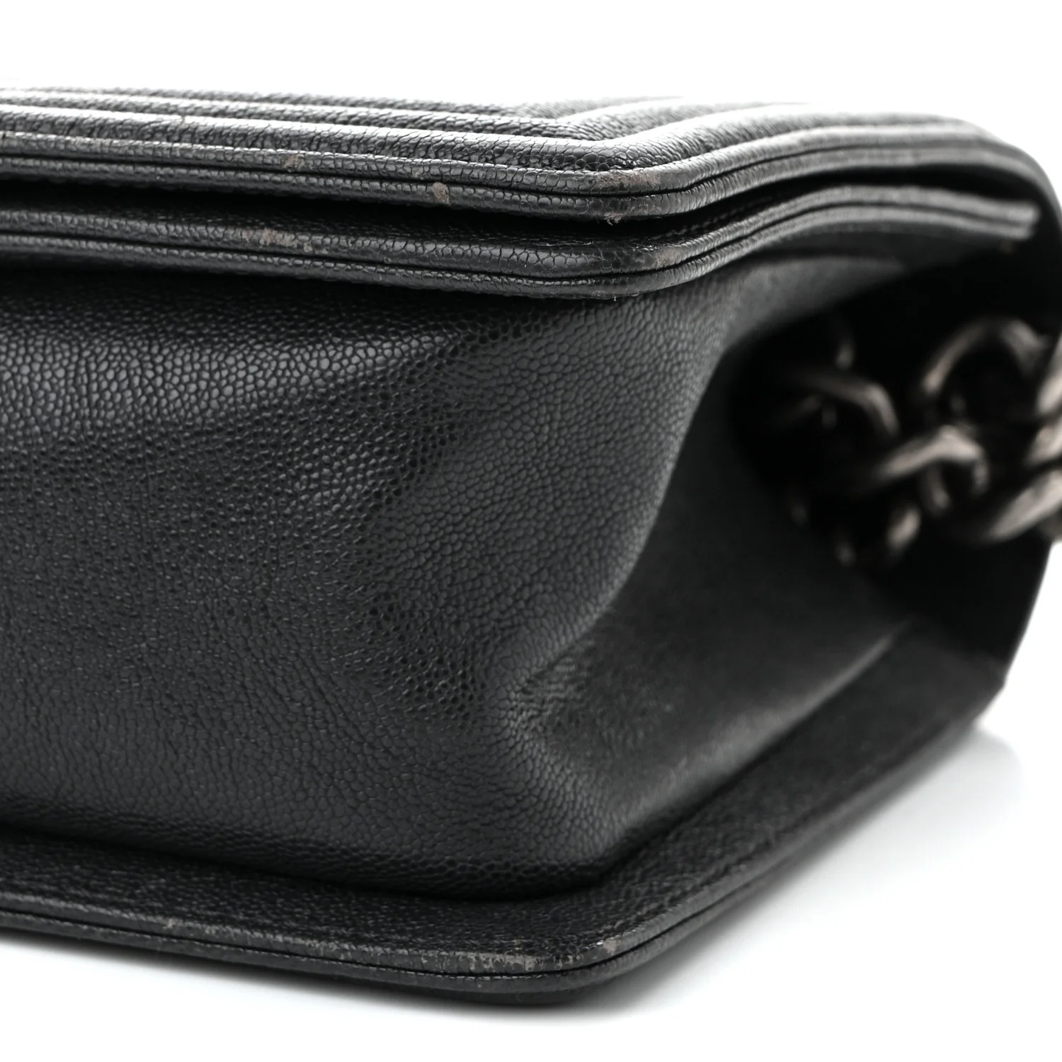 Caviar Quilted Medium Boy Flap Dark Grey