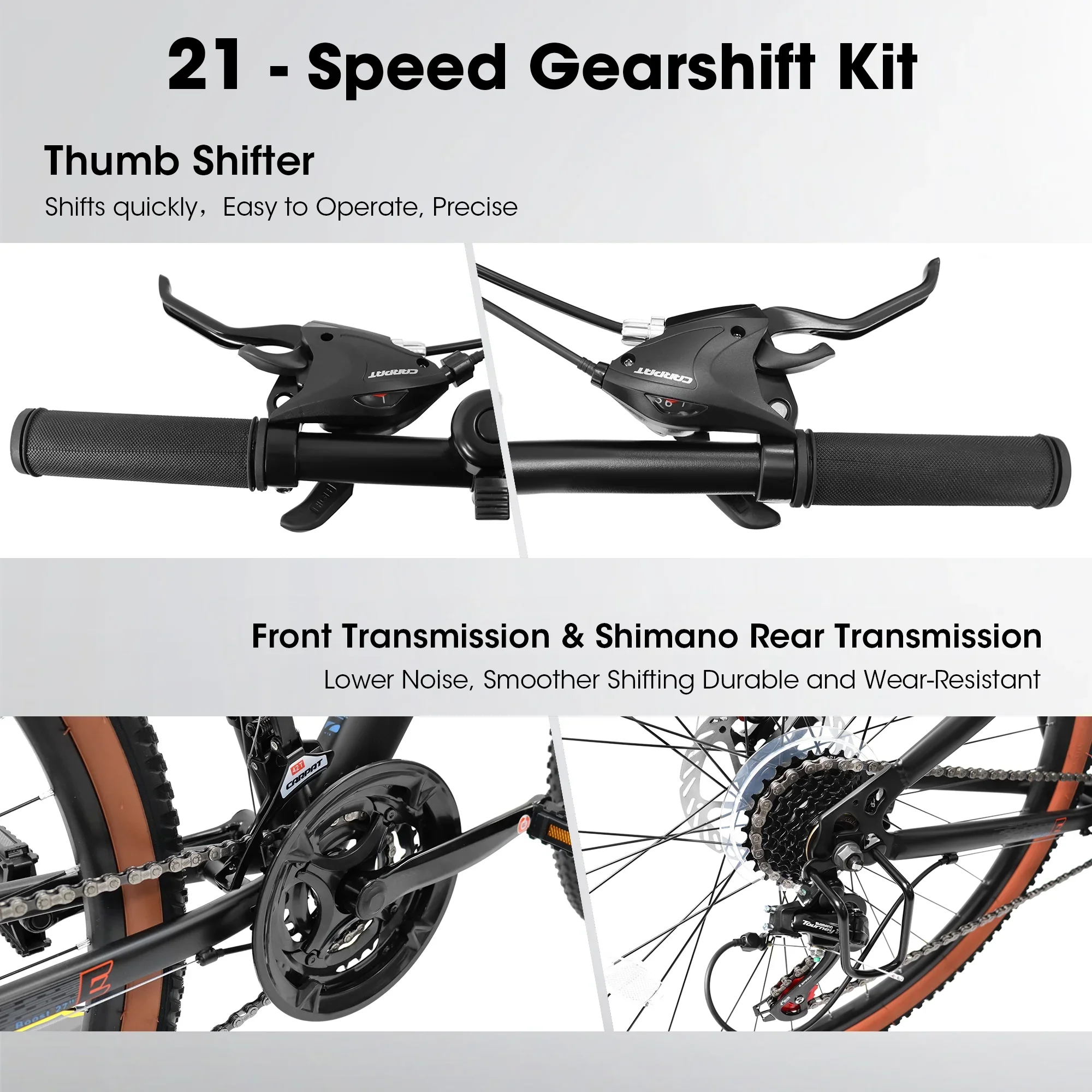 24 Inch Mountain Bike, 21-Speed Summer travel Bicycles, Students Trail Commuter City Snow Beach Mountain Bicycles