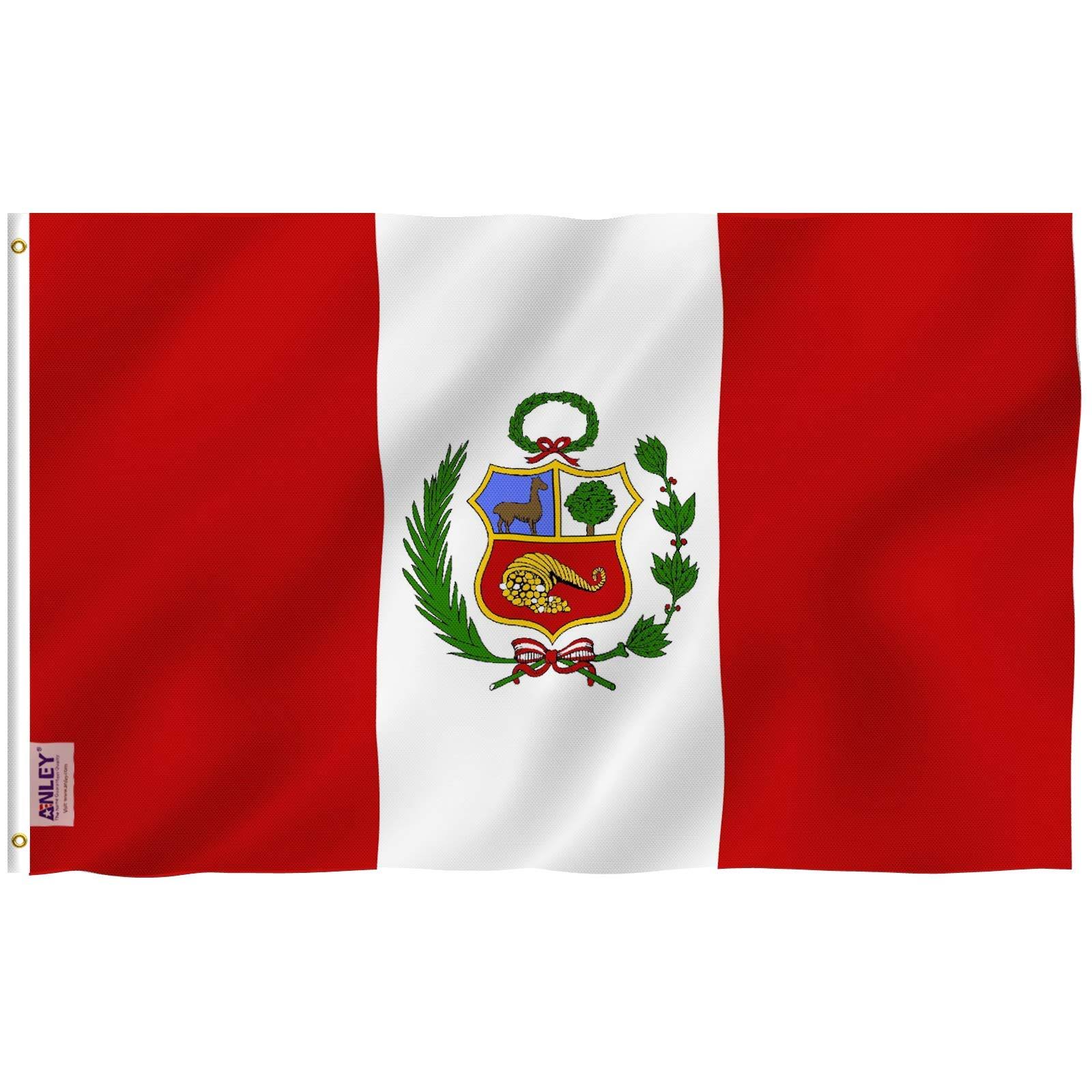 Anley Fly Breeze 3x5 ft Peru Flag Vivid Color Peruvian National Flags