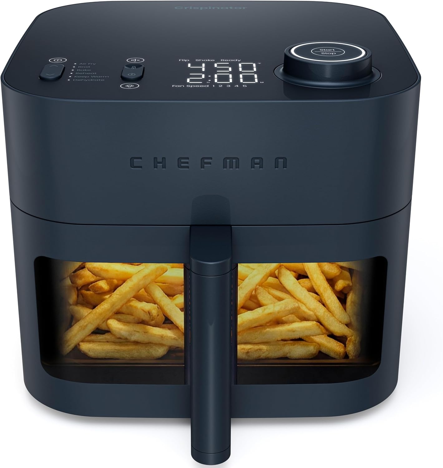 Chefman Crispinator Air Fryer 6-in-1 with 8 Qt capacity, 450 ° F Max Temp with TurboFry Pro Technology for Fast and Even Results, Viewing Window, Nonstick Ceramic Basket