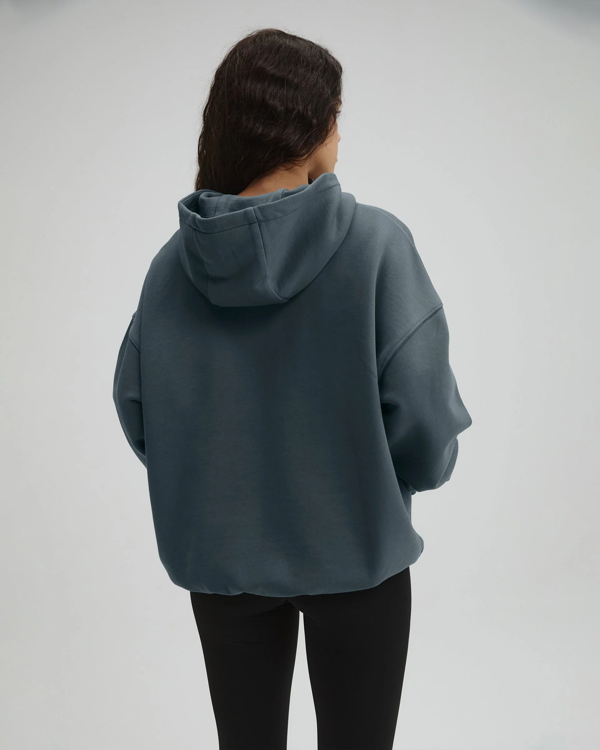 Distressed Varsity Washed Oversized Hoodie - Storm Blue