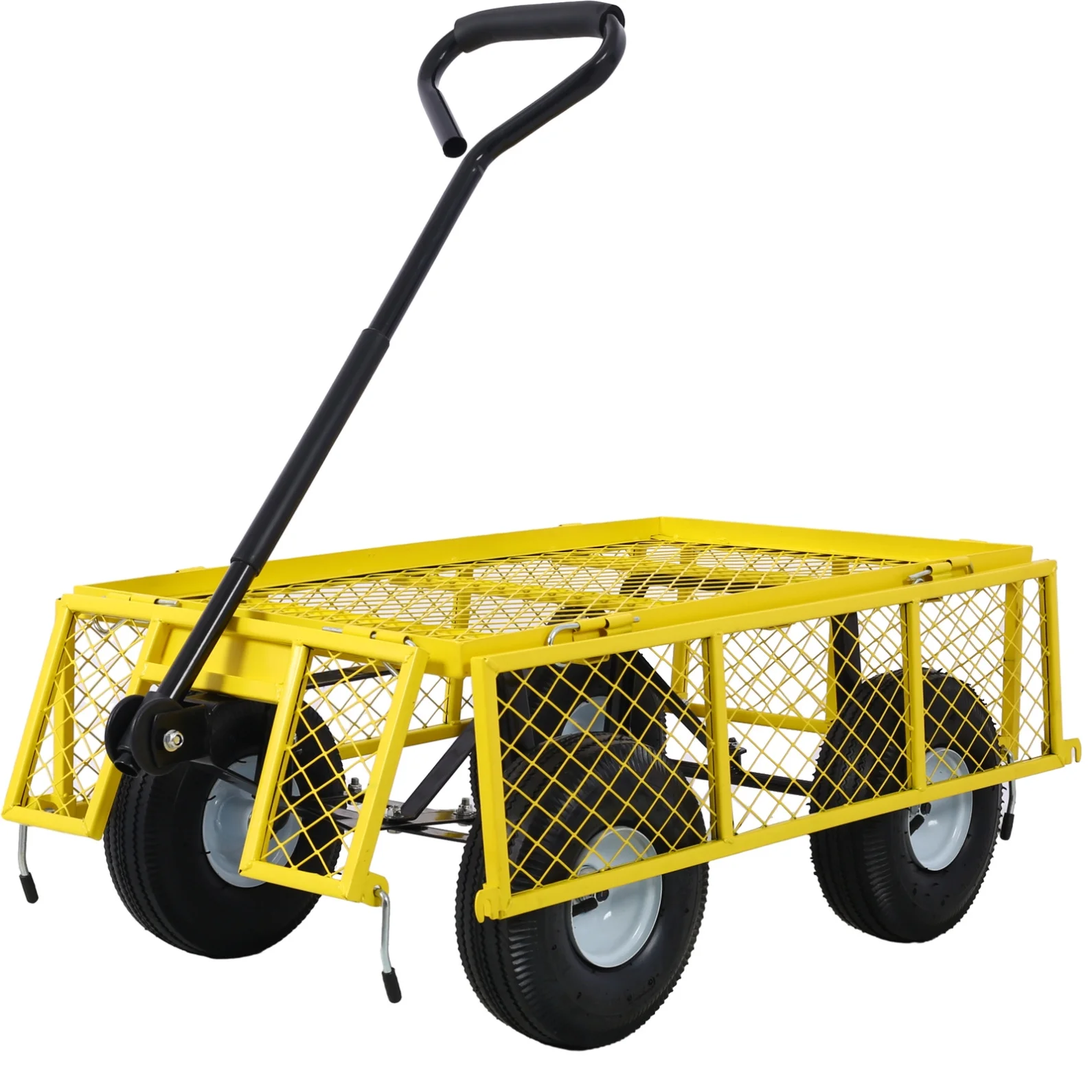Steel Garden Cart, Heavy Duty 500 lbs Capacity Mesh Steel Garden Cart with Removable Mesh Sides, 180�� Rotating Handle and 9.5 in Tires, Utility Garden Carts and Wagons for Garden, Farm, Yard, Yellow(Yellow) - Image 7