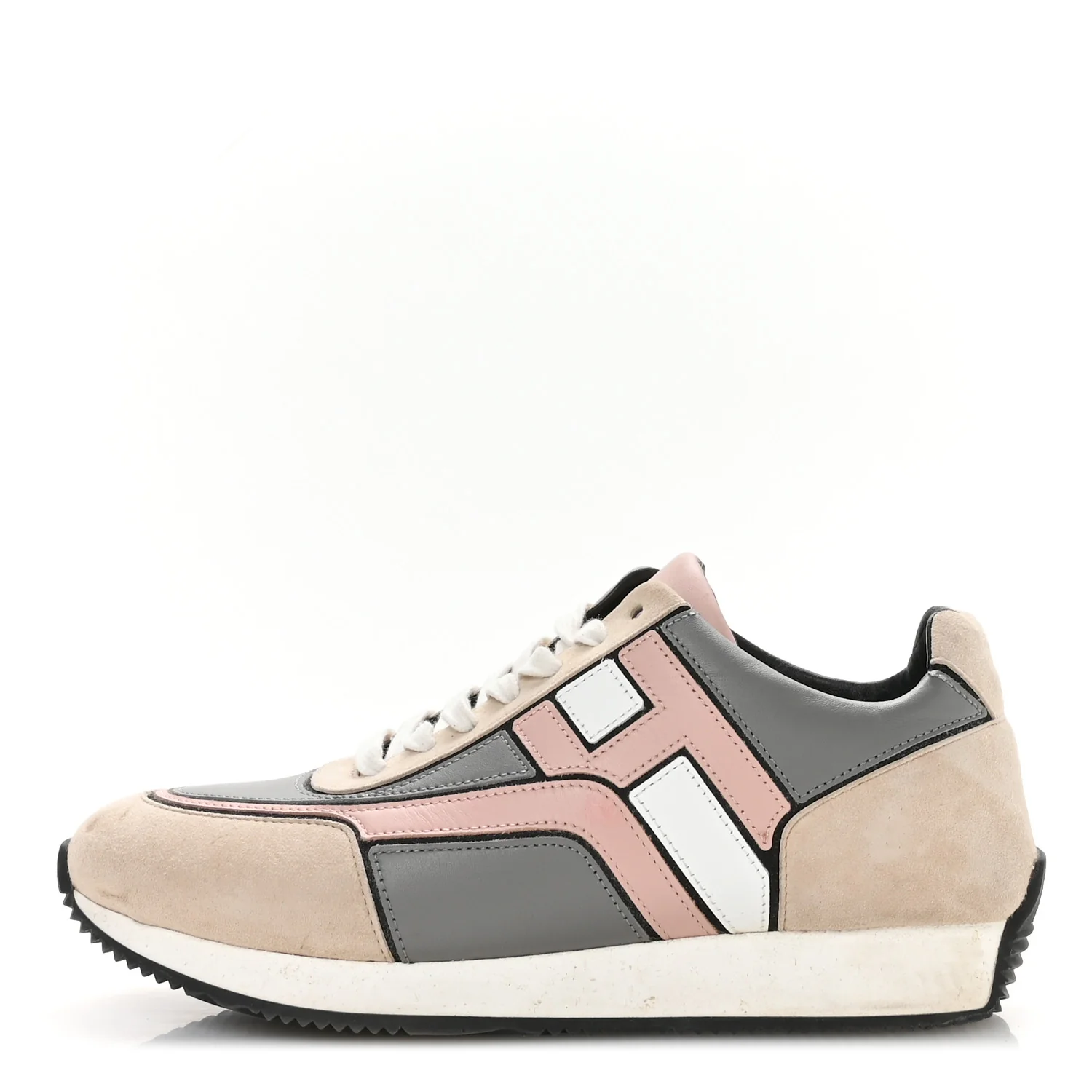 Calfskin Suede Goatskin Womens Chris Sneakers 39.5 Gris D'Hiver