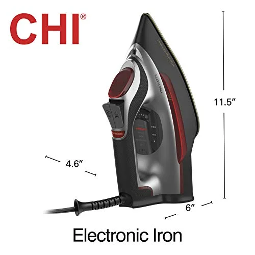CHI Electronic Steam Iron with Titanium Infused Ceramic Soleplate, Adjustable Steam Lever, Professional Grade