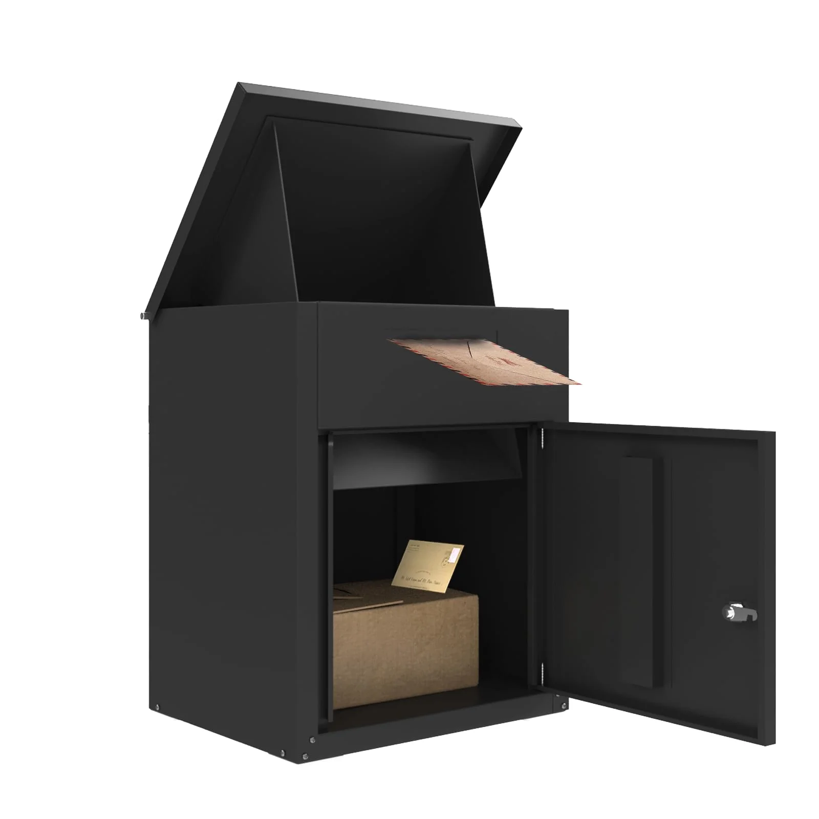 AECOJOY Small Lockable Package Drop Box for Outside, Black