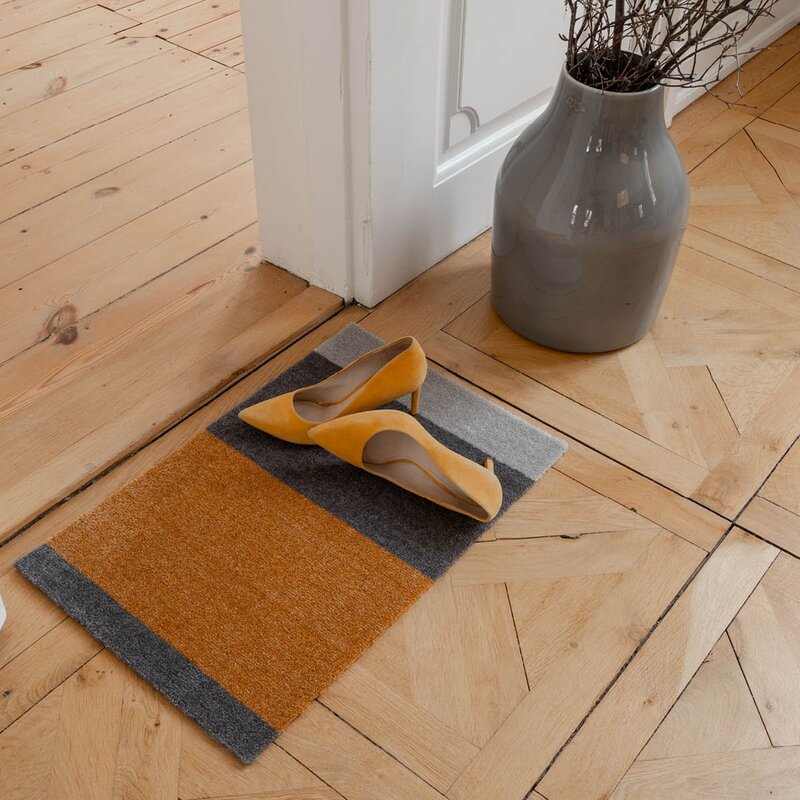 Stripes horisontal gulvmatte 40x60 cm dijon/grey