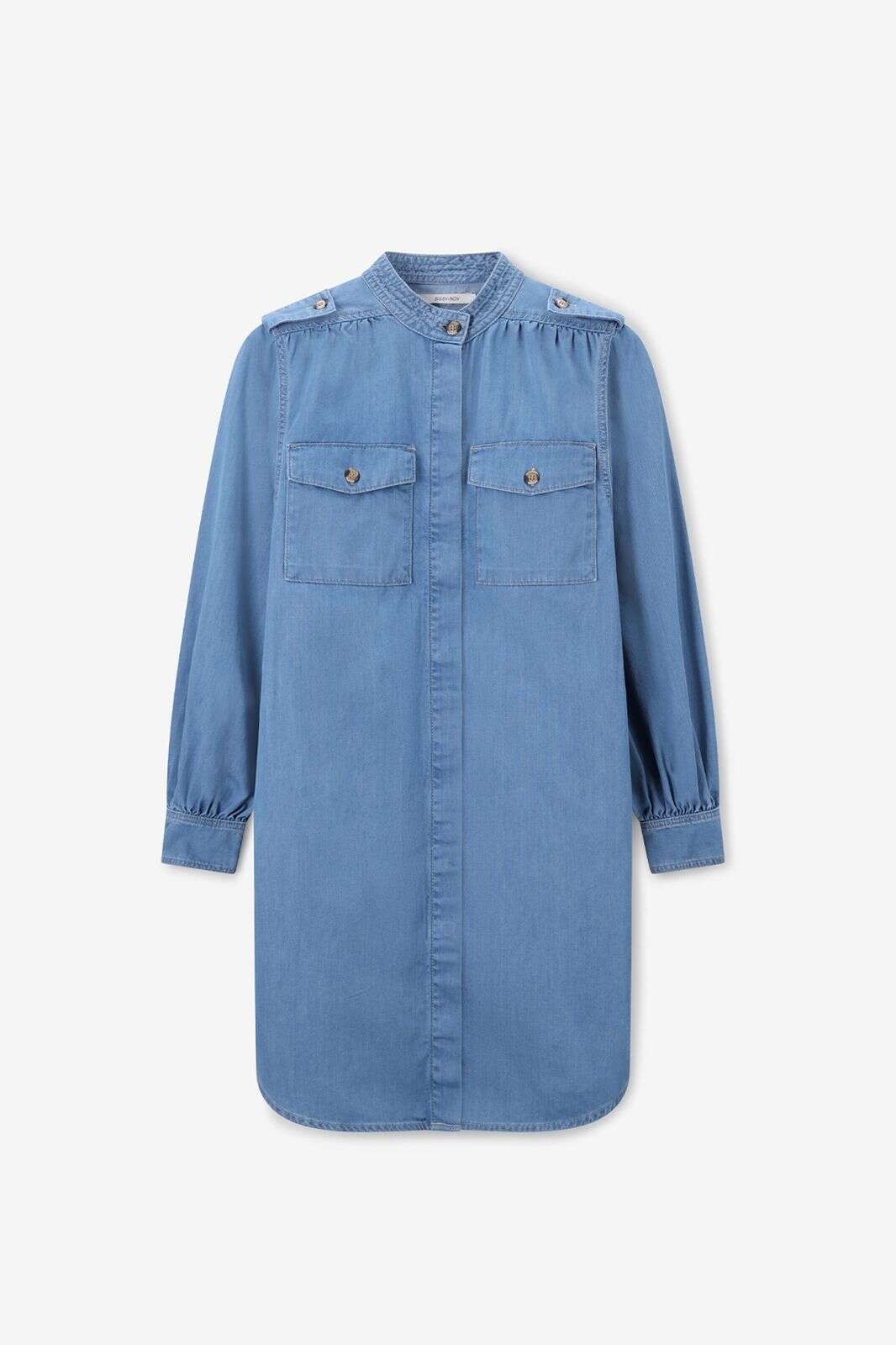 Blauwe denim midi jurk