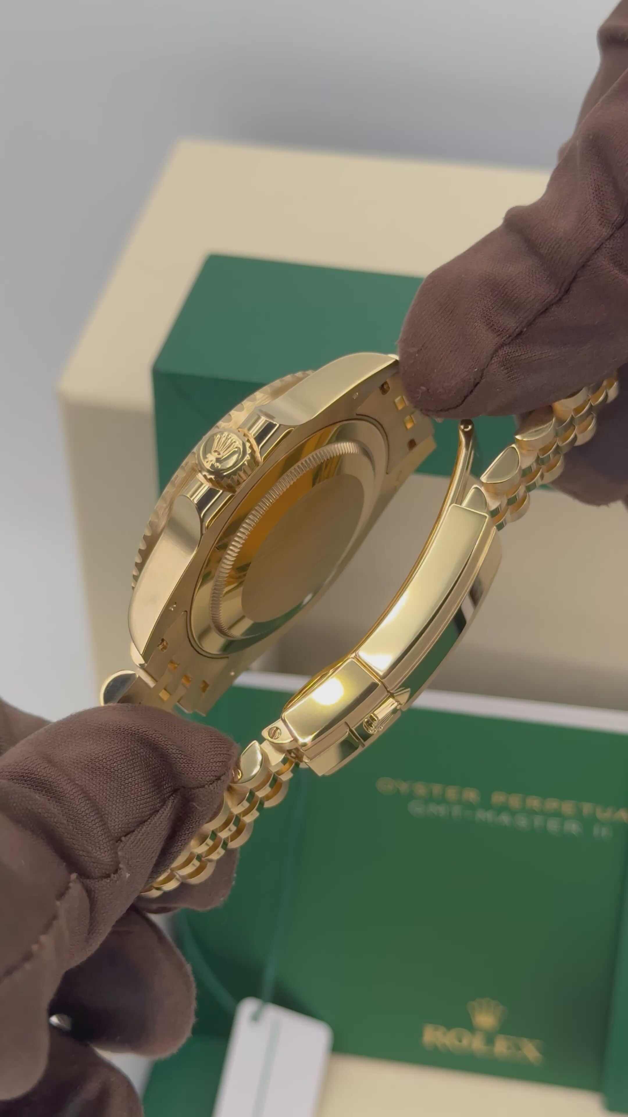 2023 Rolex GMT Master II 40mm 126718GRNR Yellow Gold Jubilee Black DialRolex