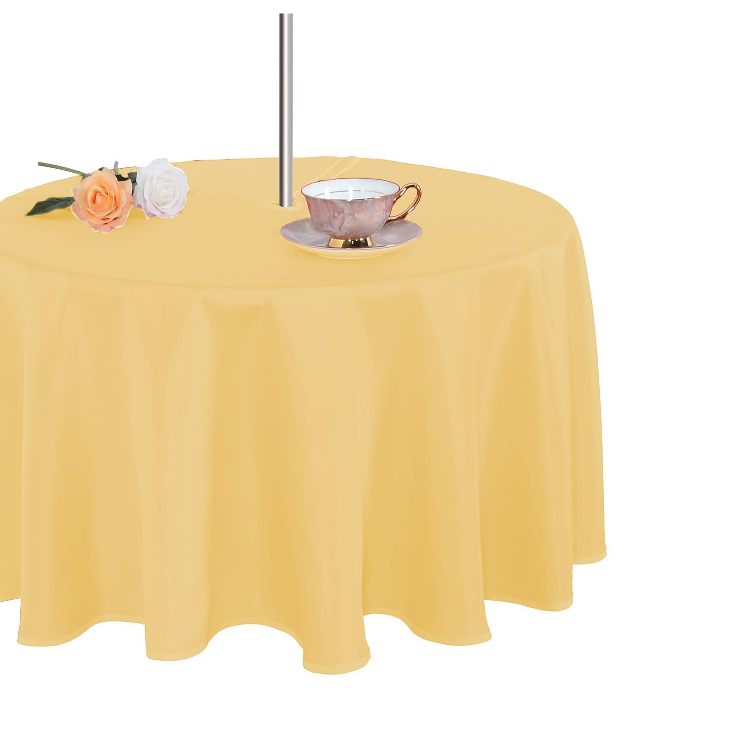 Fitable Table Cover Outdoor and Indoor Tablecloth - Washable Waterproof Wrinkle Free Table Cloth with Zipper and Umbrella Hole for Spring/Summer