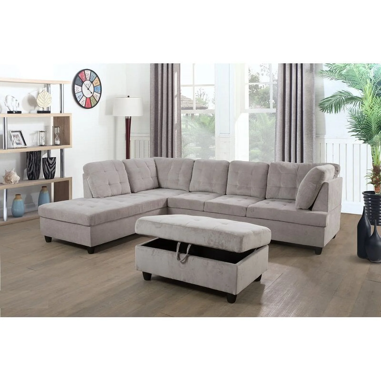112" Wide Corner Sectional with Ottoman(Right Hand Facing/Espresso) Image 6