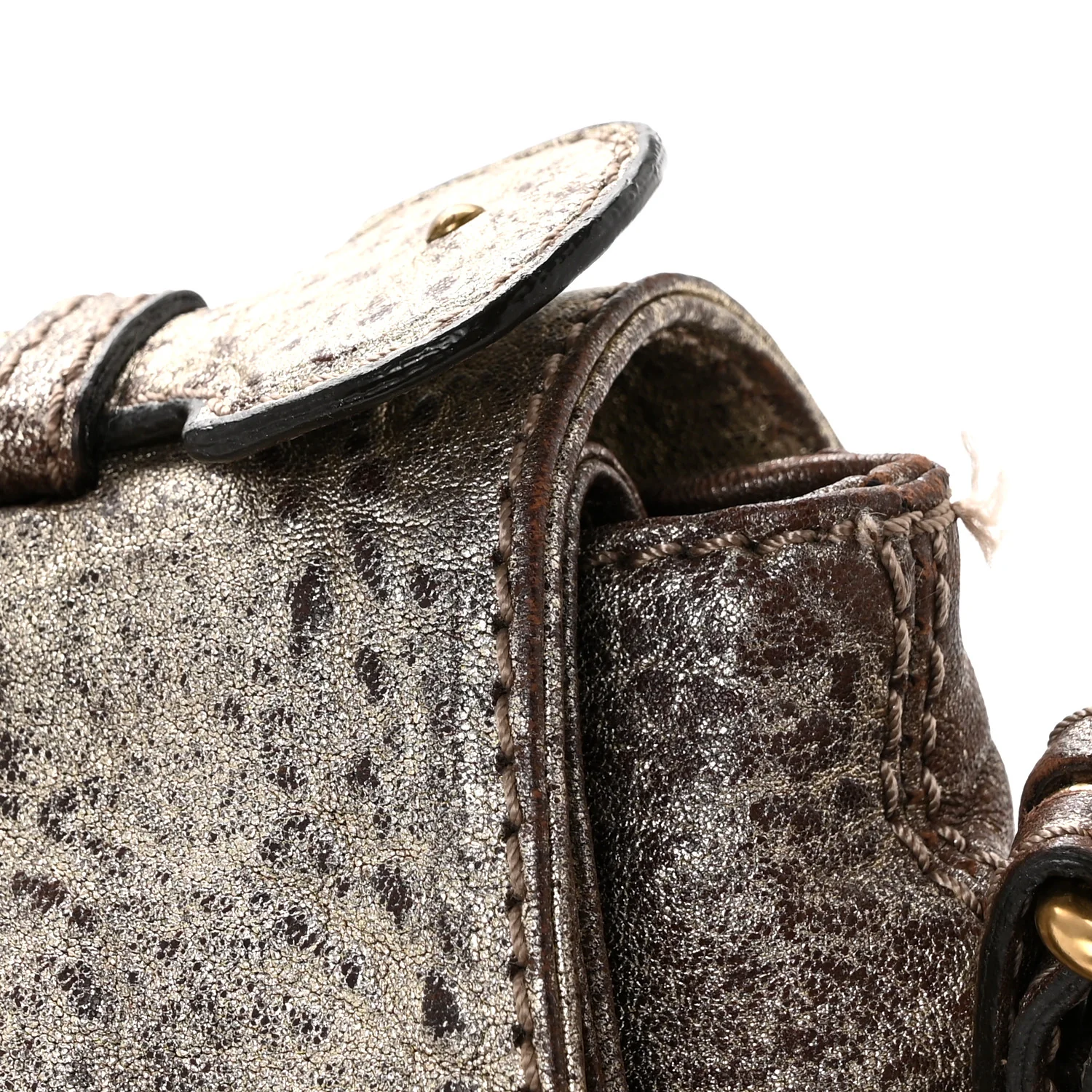 Metallic Pebbled Lambskin Paddington Satchel Grey