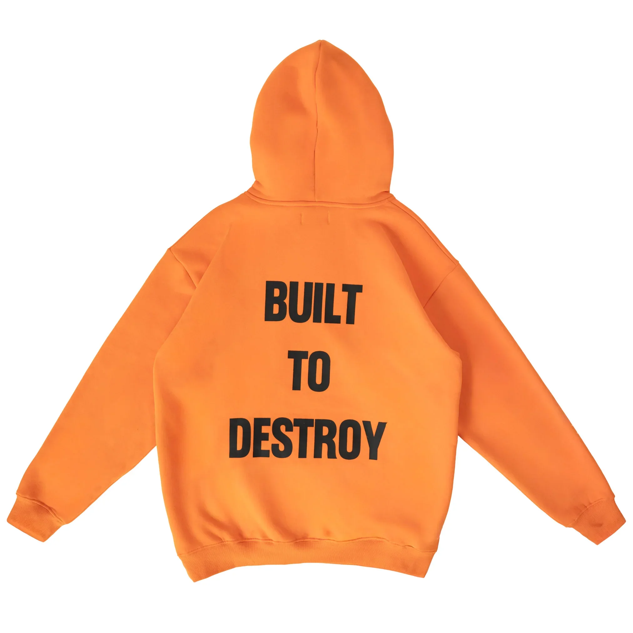 OVERSIZED LUX HOODIE "BUILT TO DESTROY" HOODIE - ORANGE / BLACK