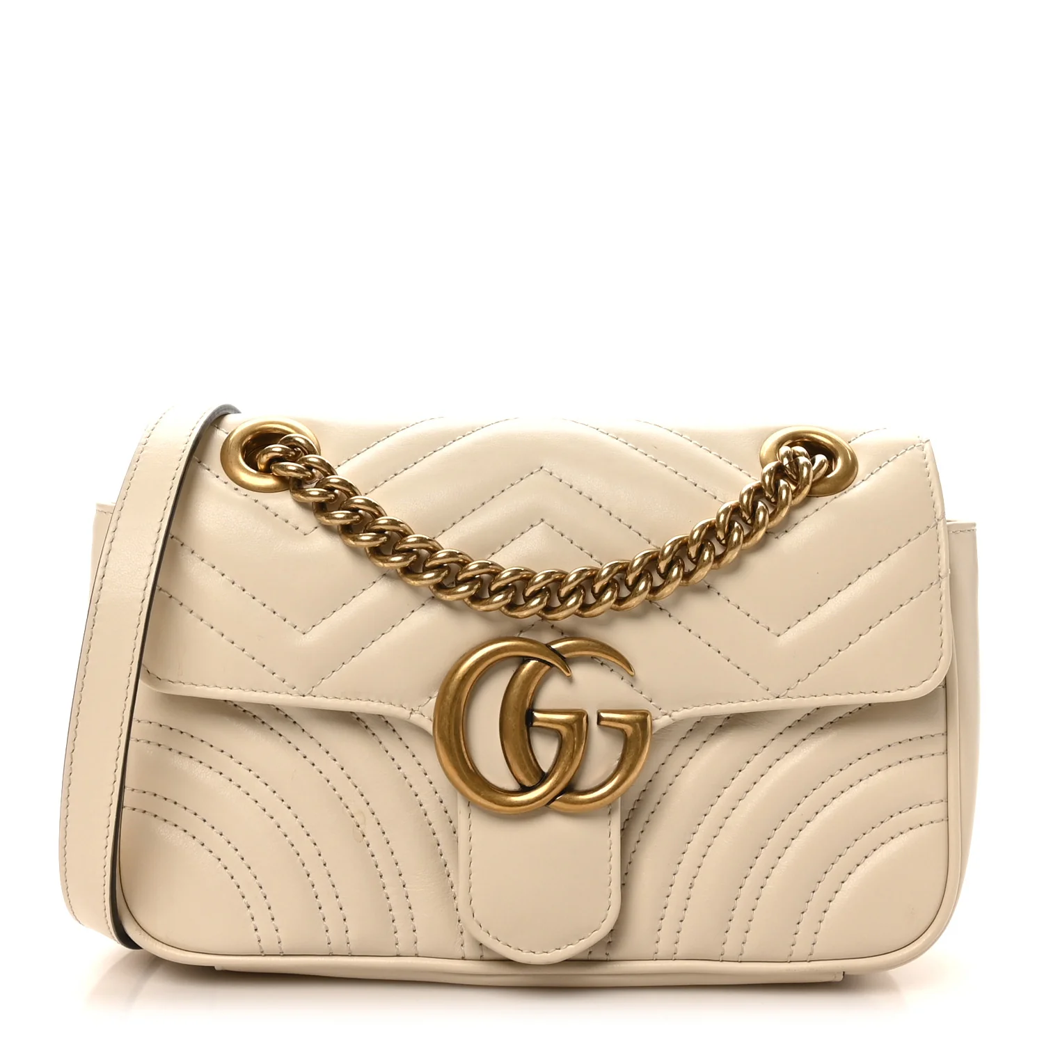 Calfskin Matelasse Mini GG Marmont Shoulder Bag White