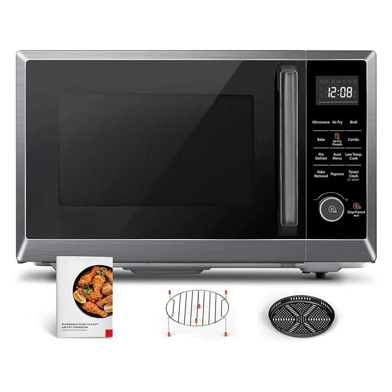 Air Fryer Combo 8-in-1 Countertop Microwave Oven, with Convection, Broil, Odor Removal Mode, 12.4" Position Memory Turntable, Child-Lock, 1.0 Cu.ft, Black Stainless Steel, ML2-EC10SA(BS)