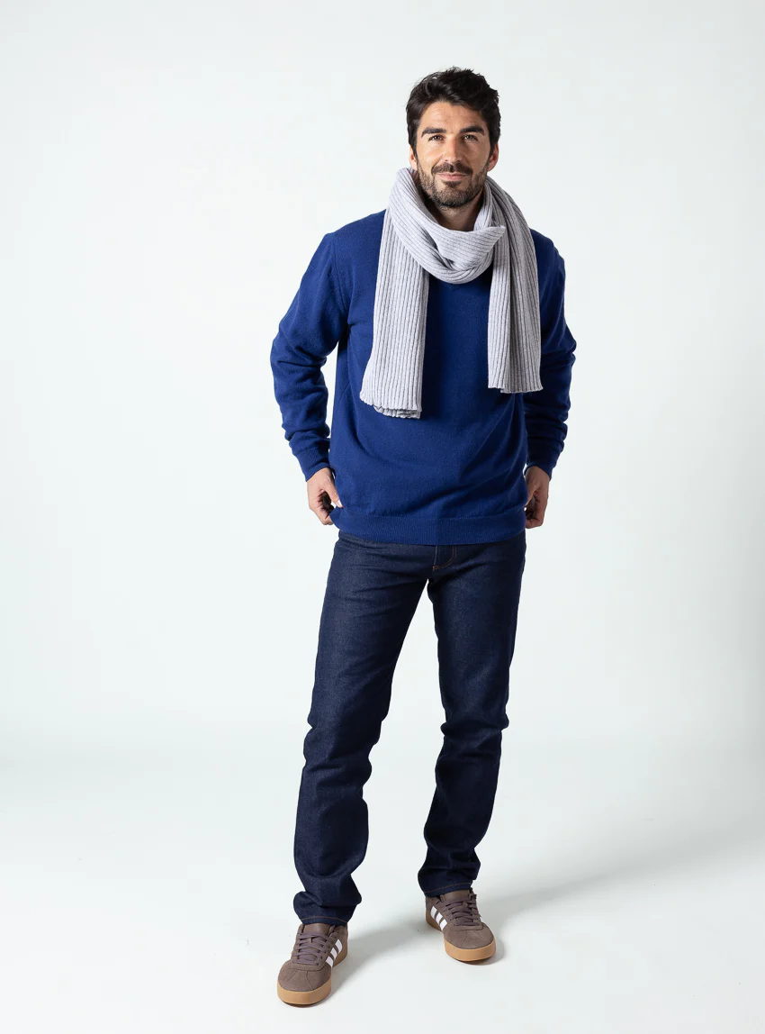 Écharpe homme cachemire et laine gris