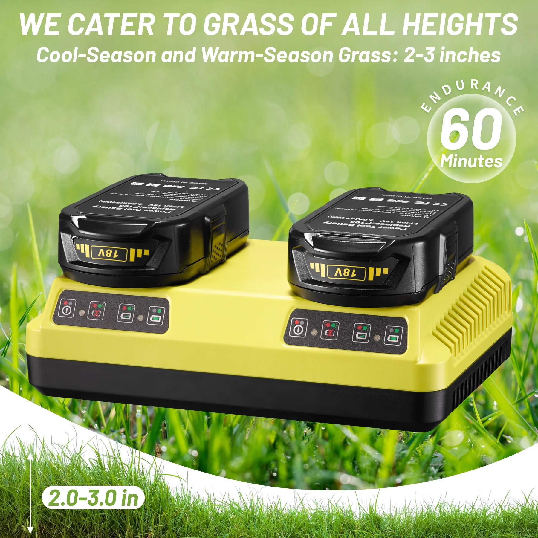 A106-RC Self-Propelled Cordless Lawn Mower Remote Control, AWD, 45�� Slope Climbing, 2-3 Inch Cutting Height, 60Min Runtime with Dual 3Ah Batteries, 17lbs Ultra-Lightweight - Image 7