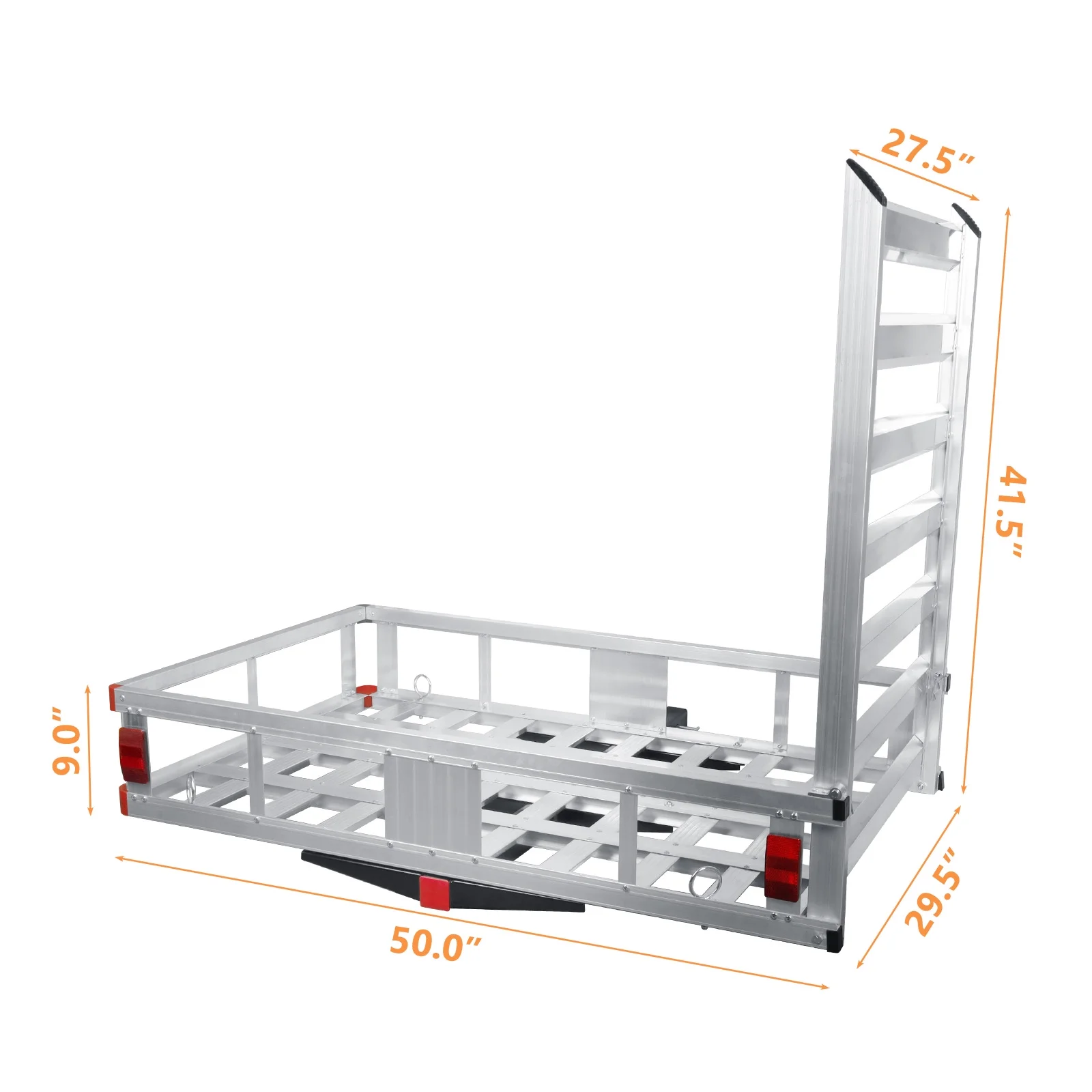 Aluminum Hitch Lift Ramp, 50" Extra Wide Platform, Braced Side Rails, Hitch Mount Loading Ramp, Cargo Carrier with Ramp, Snowmobile Hauler, Farm Equipment - Image 6
