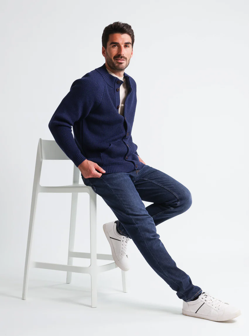 Gilet homme laine merinos Bleu Amiral