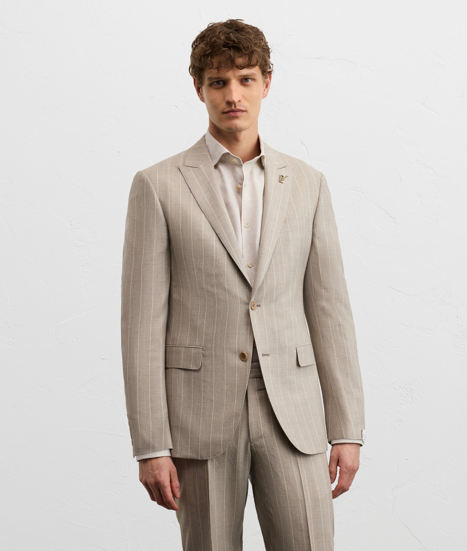 LIGHT BROWN SILK SINGLE BREASTED JACKET